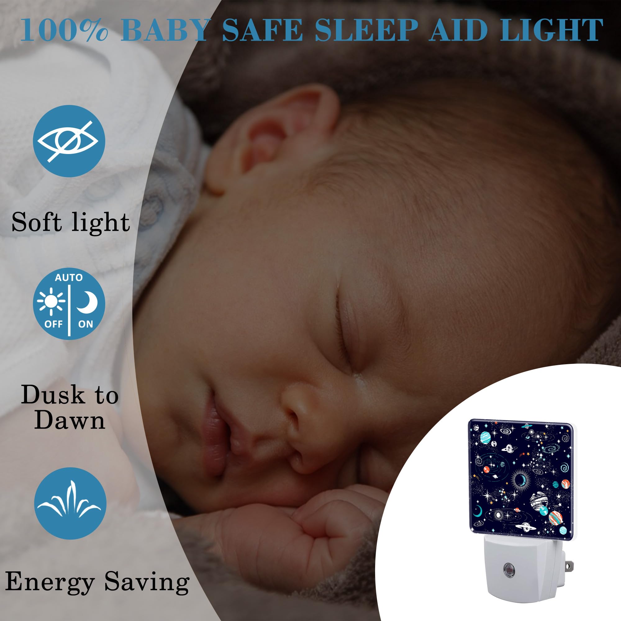 Uiaoiais Night Light For Kids Girls Boys, Space Galaxy Constellation Led Night Light Plug Into Wall With Dusk To Dawn Sensor For