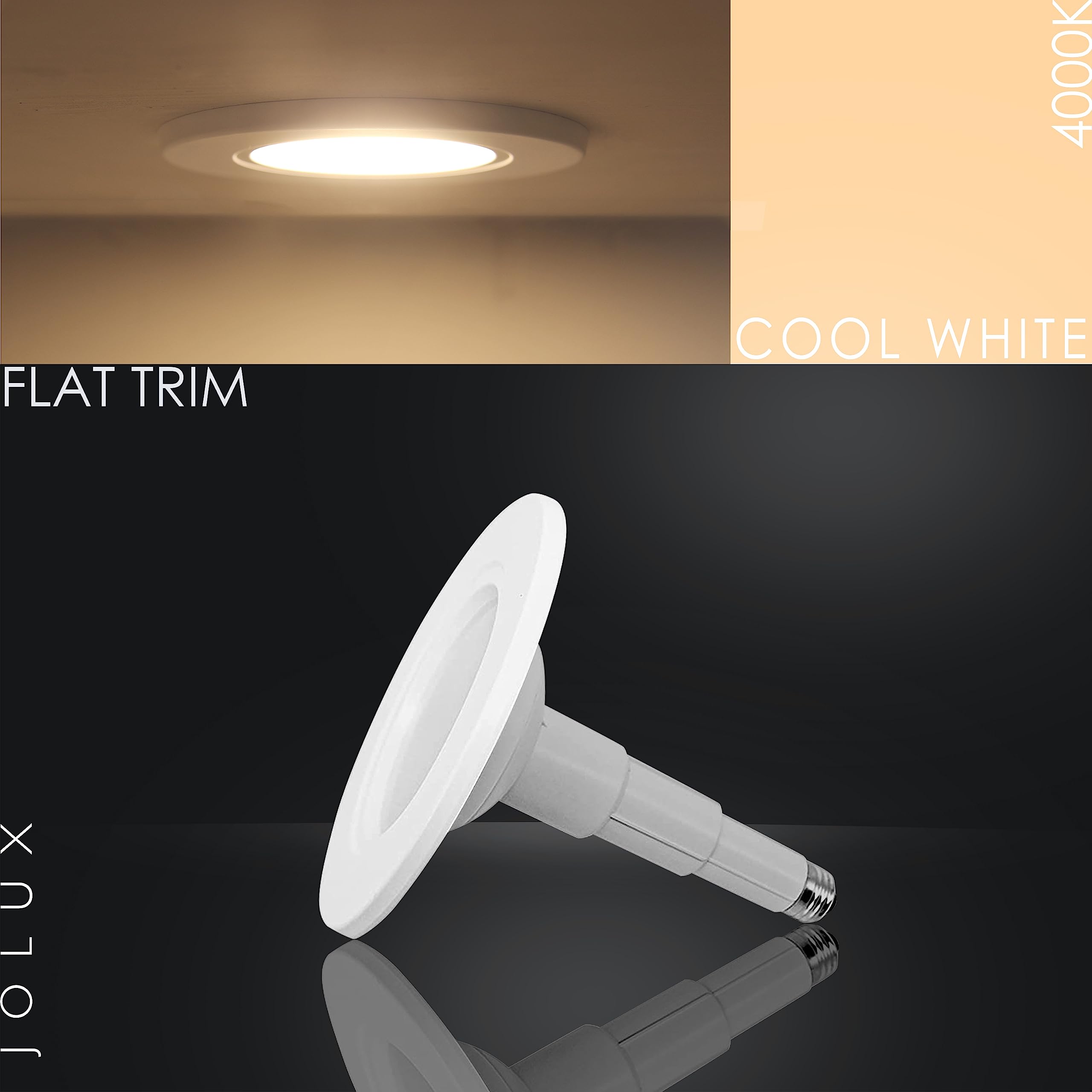 Jolux 5/6'' Adjustable Height Led Retrofit Recessed Lighting 4 Pack,Dimmable Can Light,800 Lumens 4000K Cool White,12W=60W,Etl D