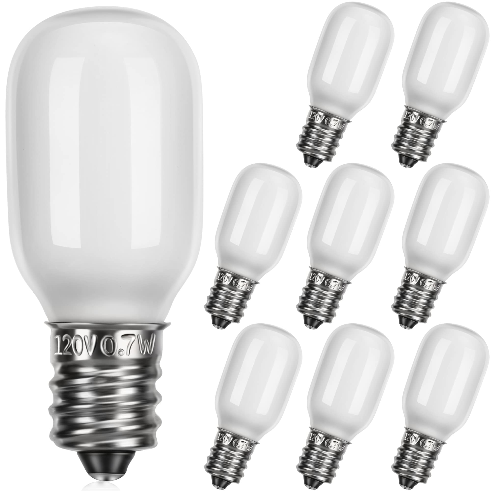 Meonum Christmas Village Replacement Light Bulbs  E12 Candelabra Base T20 Led Bulbs  0.7W 120V Replacement Light Accessories For Villages Houses  Christmas Tree  Halloween Pumpkin(9 Pieces)