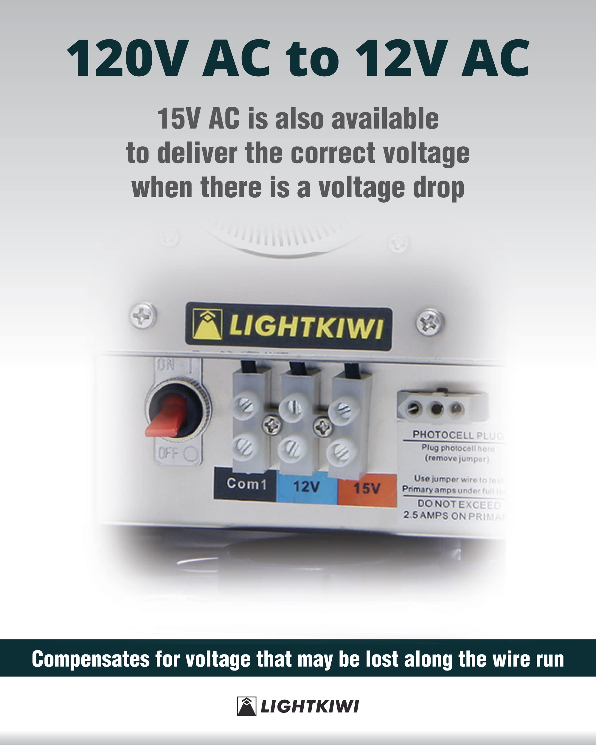 Lightkiwi U2184 75W Outdoor Low Voltage Landscape Lighting Transformer 120V Ac To (12V-15V Ac) Multi-Tap - Weatherproof For Pathway Lights, Spotlight And Pool/Spa Lightings - Etl Listed