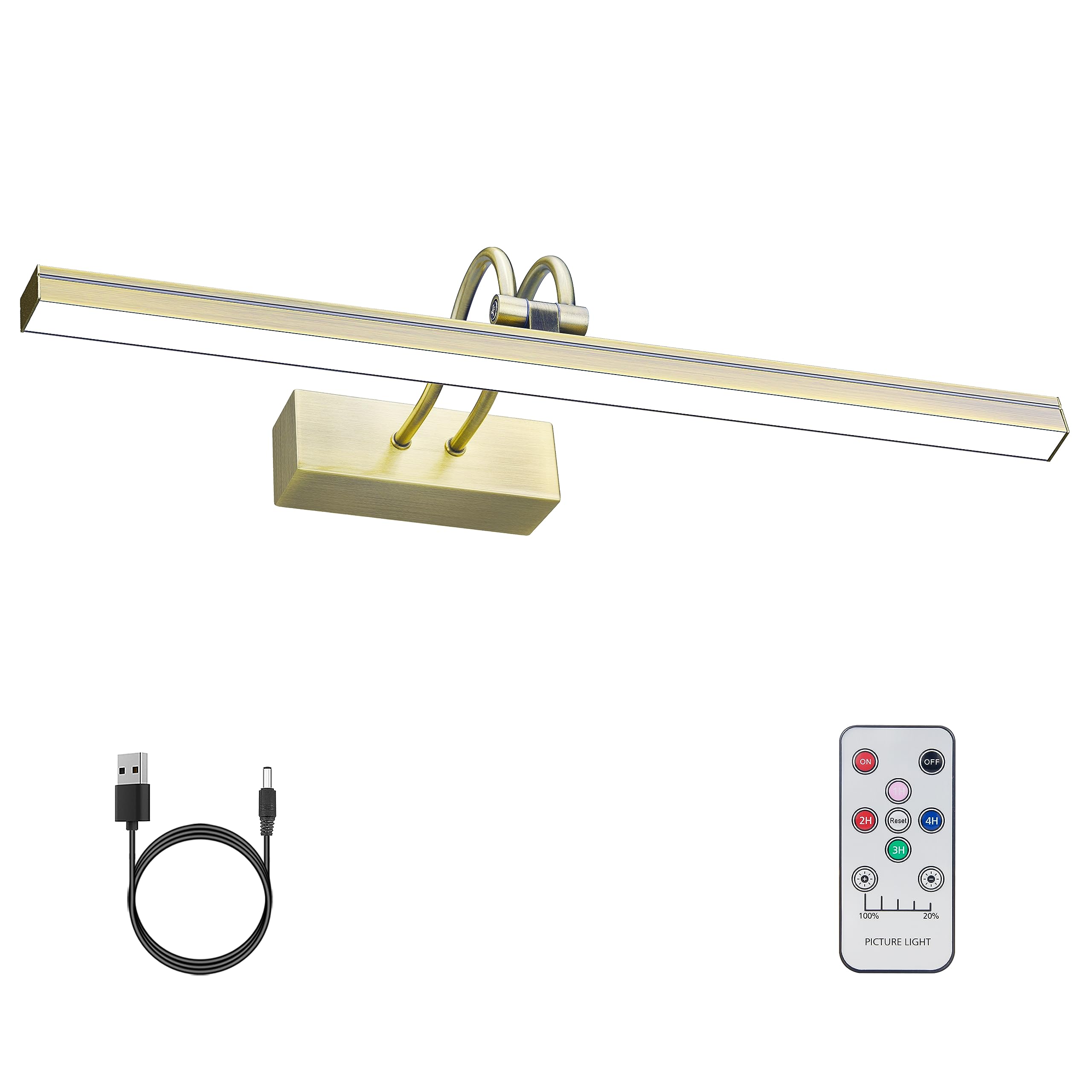 FUNCHDAY Picture Light, Wireless Rechargeable Gallery Lights with Remote, 280LM 48 LED Dimmable Painting Lighting, 16in Battery 