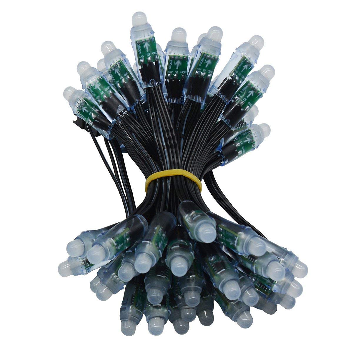 WESIRI WS2811 Diffused Digital RGB LED Pixel Lights Black Wire Individually Addressable Round DIY LED Pixels Module IP68 Waterpr