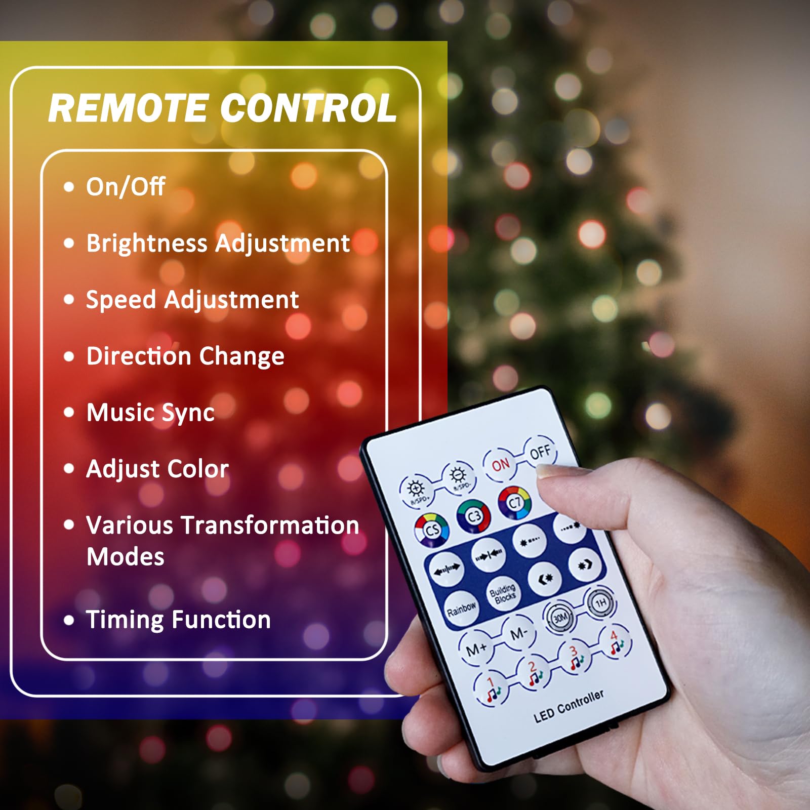 ASTRAEA 200 LED Christmas Tree Lights, 6.6FT x 10, Multicolor, Remote Control, 24 Modes, Indoor/Outdoor Decor