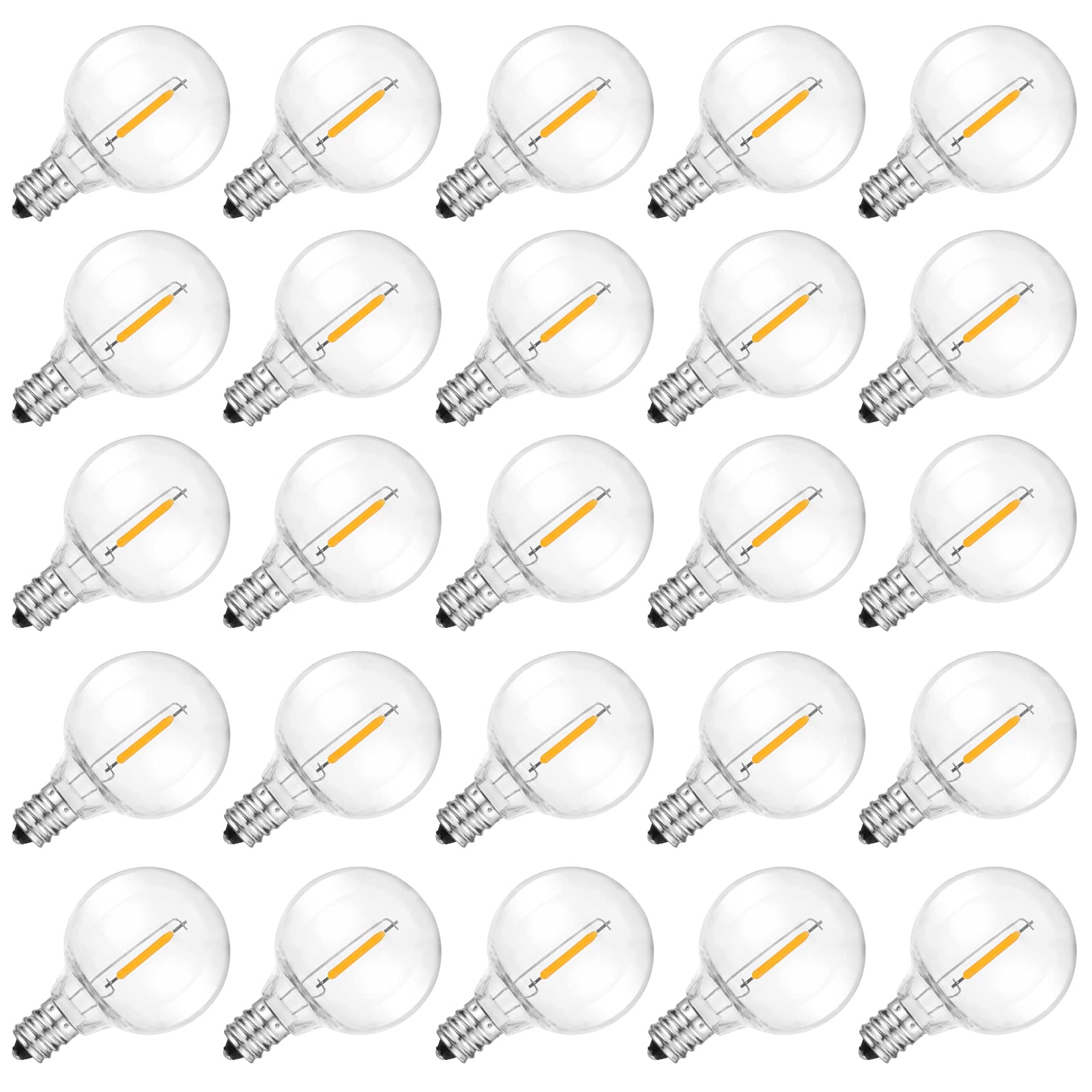 G40 Led Replacement Light Bulbs, E12 Led Candelabra Bulb Shatterproof Globe Light Bulbs For Outdoor String Lights 0.6W Chandelie
