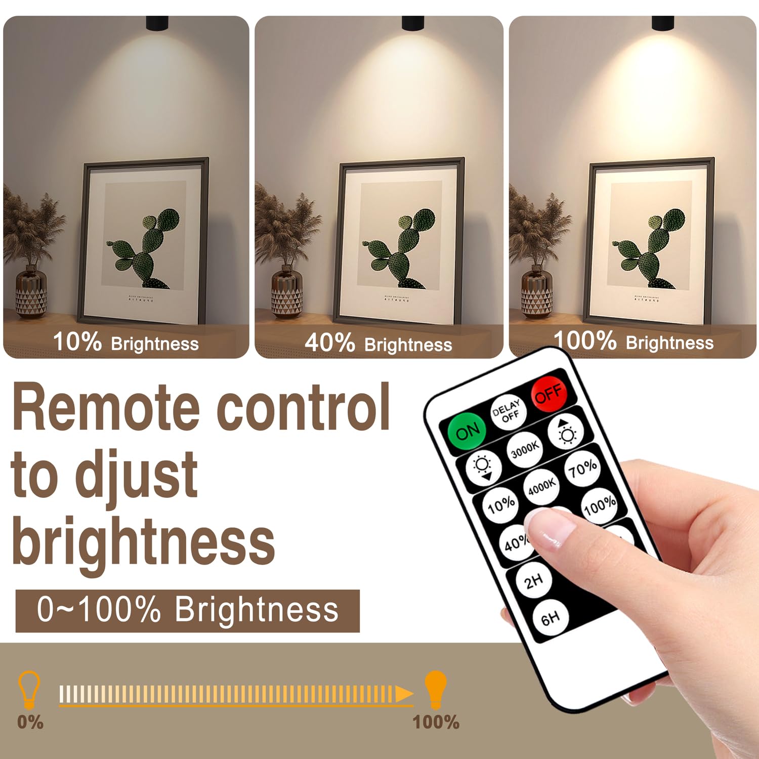 Fzwle 2 Pack Dimmable Indoor Spot Lights With Timer & Remote, 3W Led Up Lights, 3000K/4000K/5000K Adjustable, Ideal Indoor Accen