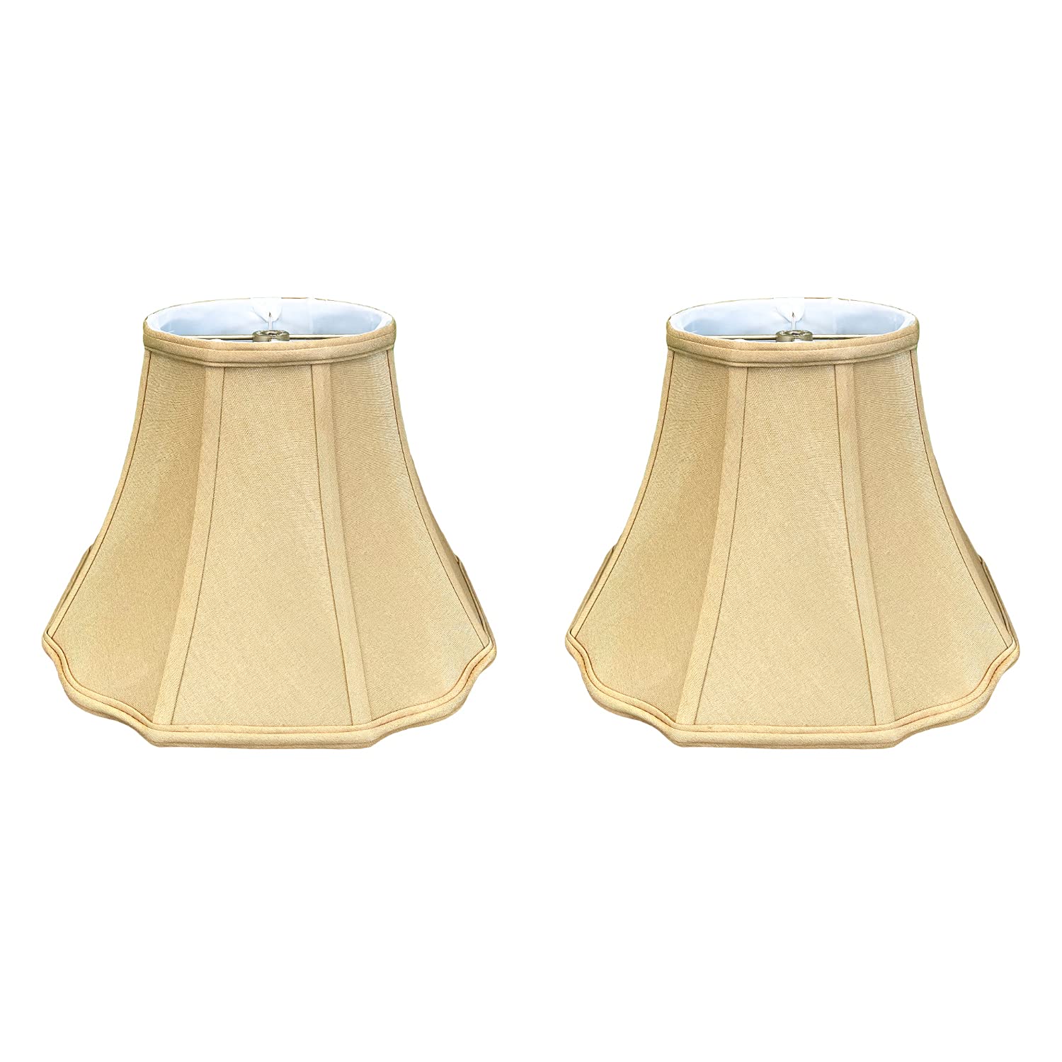 Royal Designs, Inc. Lamp Shade Flare Bottom Scalloped 8 x 14 x 11 Antique Gold 2-Pack, Model BSO-701-14AGL-2