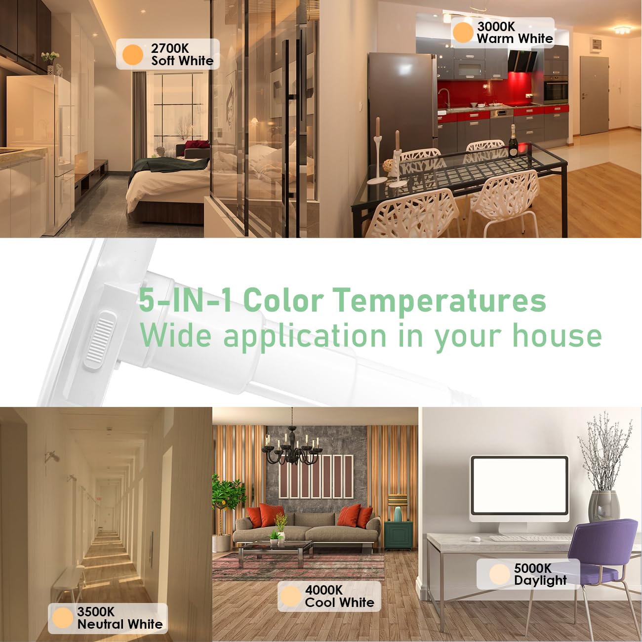 Soliseed 12-Pack 5/6 Inch Led Can Lights 5Cct Recessed Lighting,Selectable 2700K/3000K/3500K/4000K/5000K Length Adjustable Retrofit Downlight,12W=60W,800Lm,Dimmable,Cri90+,Easy Install