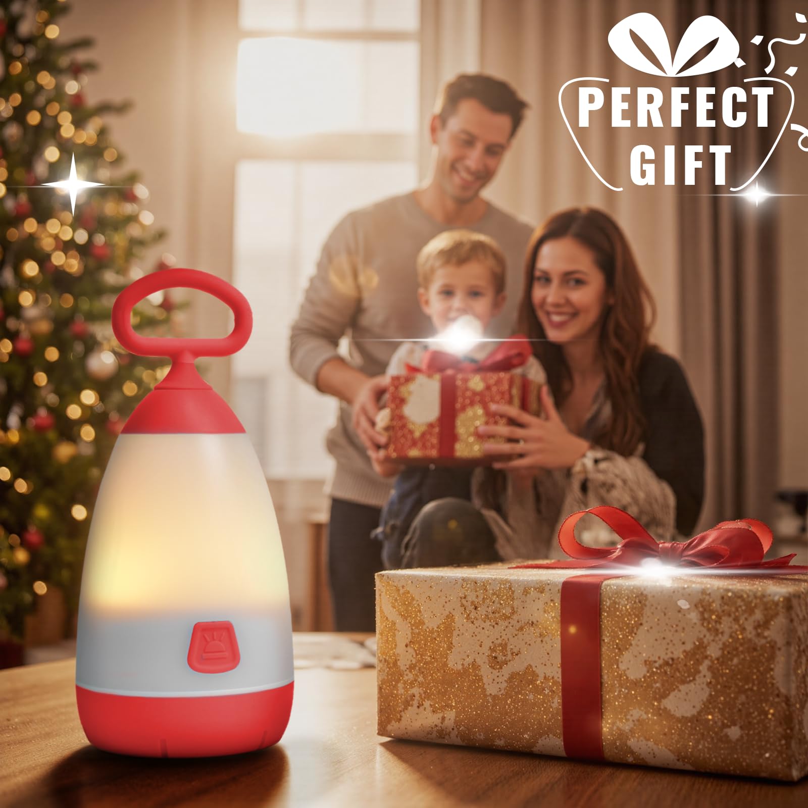 PEPTRONIC Kids Camping Lantern & Night Light Battery Powered, 360 Eye-Safe Light (AAA Included), IPX4 with RGB Modes Portable fo