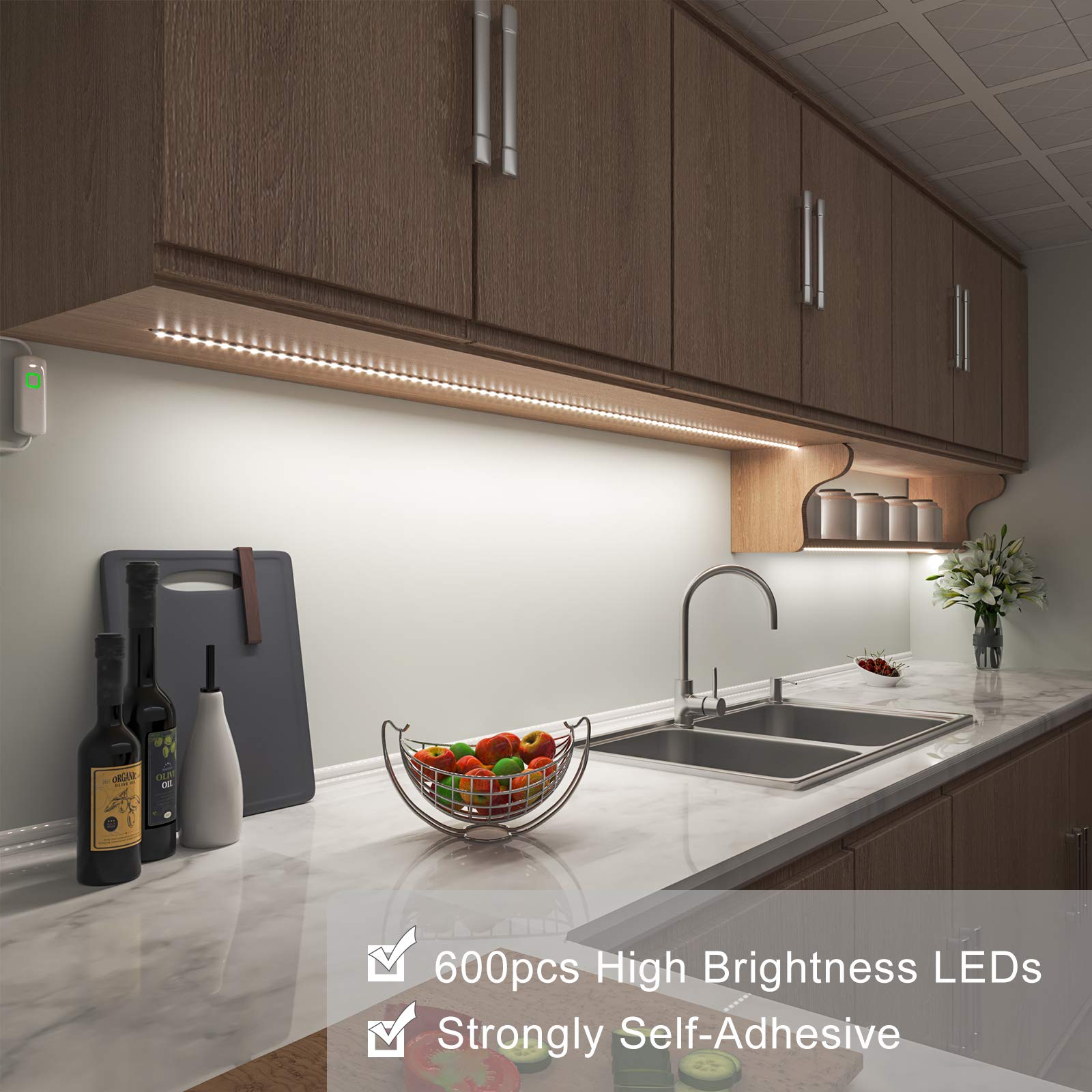 MYPLUS 32.8FT Dimmable LED Strip Lights, 600 LEDs, Cold White 6500K, Flexible Under Cabinet Lighting for Room and Kitchen
