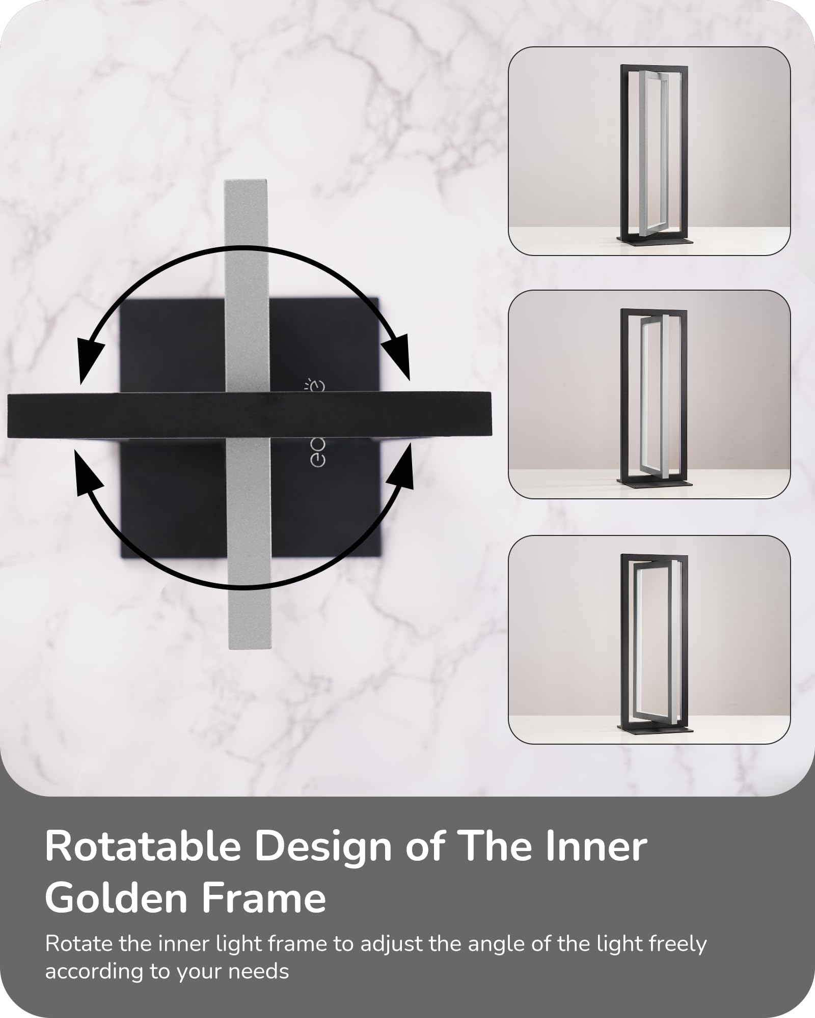 EDISHINE Modern LED Table Lamp, 750LM Stepless Dimmable, 3 Color Temperatures, Adjustable Angle, Silver Metal Finish