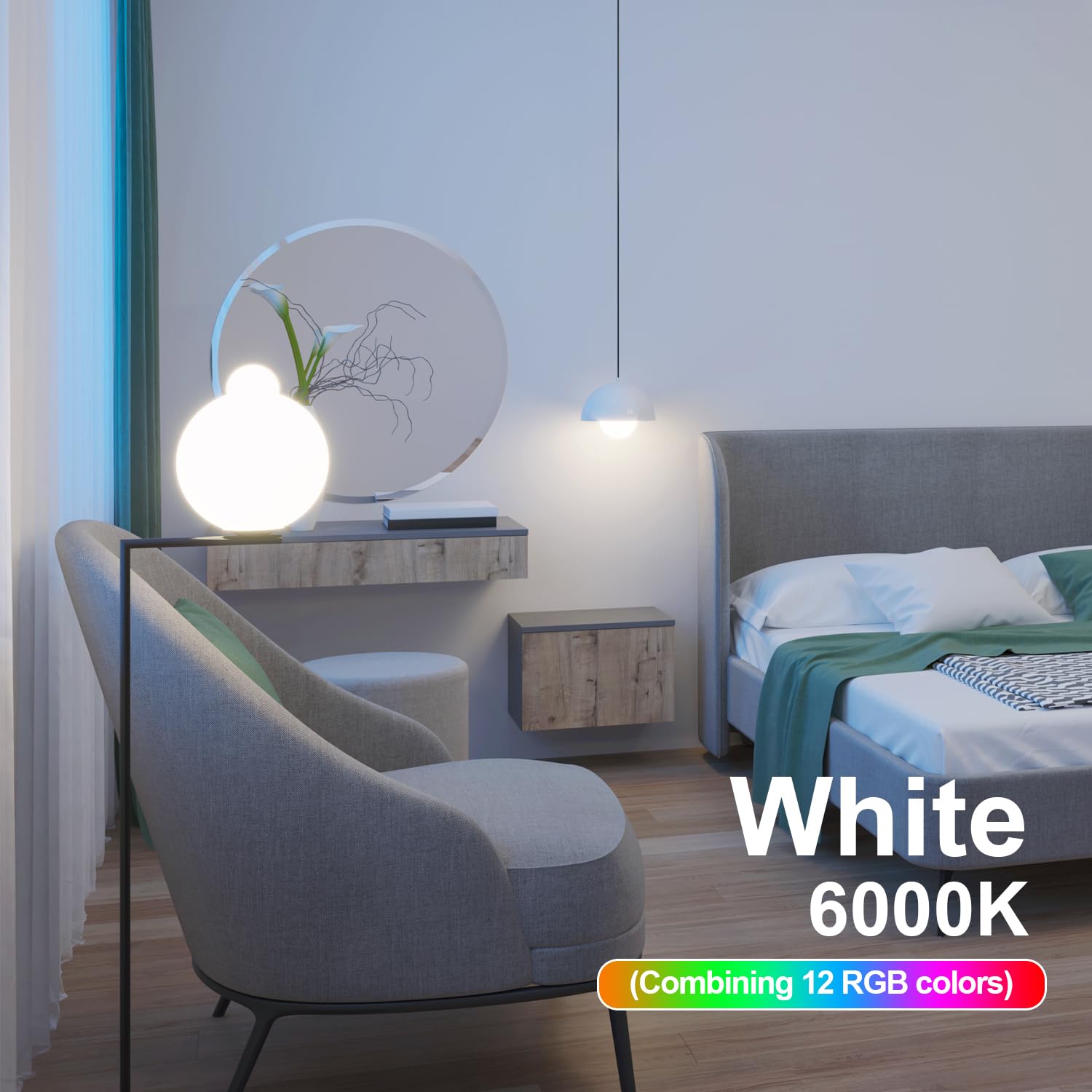 XRise E12 LED Bulb 2.5W Dimmable RGB + White Color Changing, 6000K, 250LM, E12 Base, 6 Pack