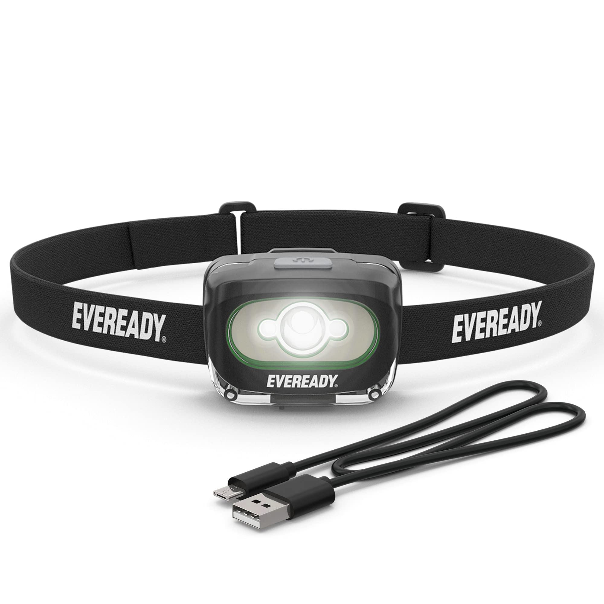 Eveready 300 Lumen Rechargeable Led Headlight, Ipx4 Waterproof, Shatterproof Lens, Black