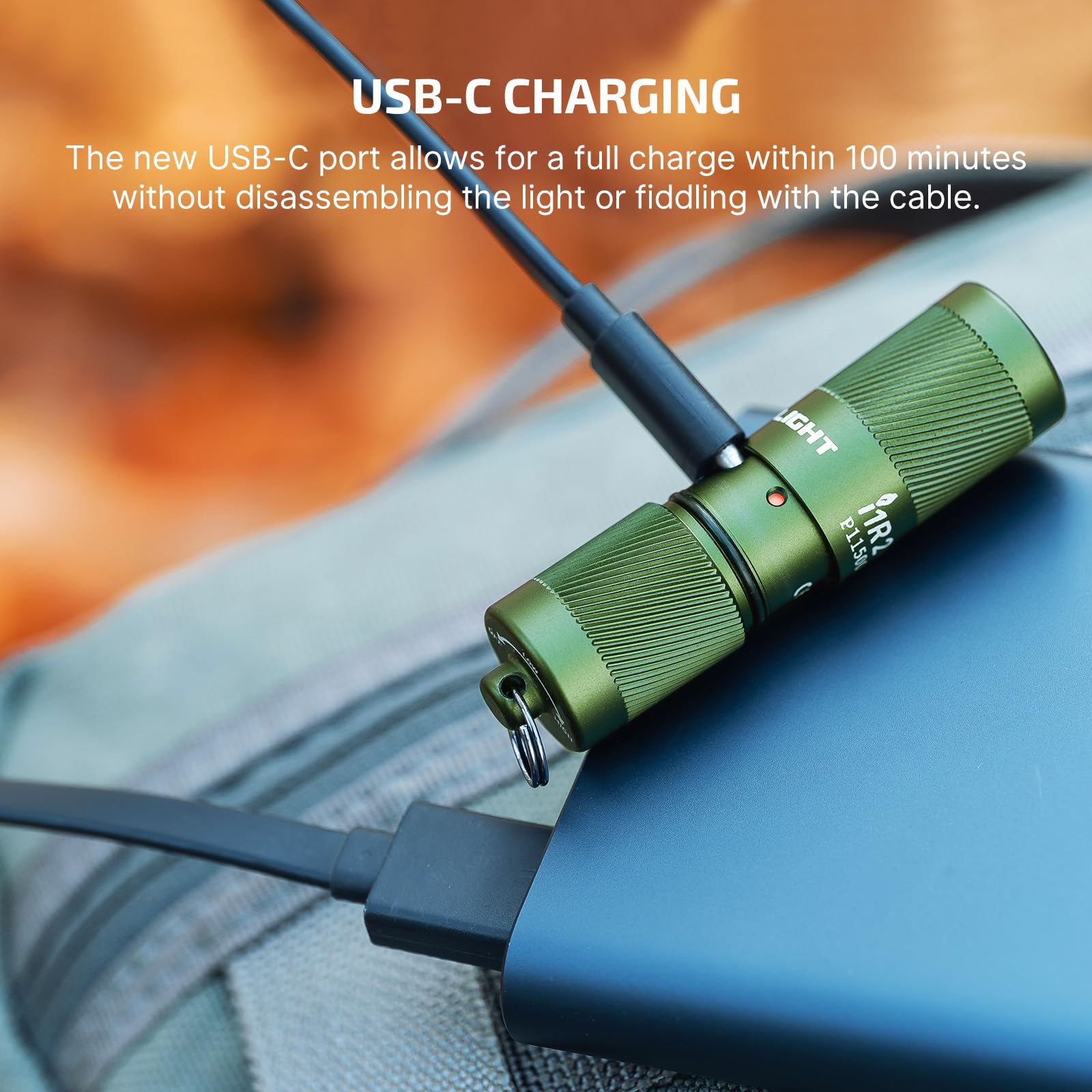 OLIGHT I1R 2 Pro Eos 180 Lumens Rechargeable Keychain Flashlight - OD Green, Compact Mini EDC Light with Type-C USB Cable