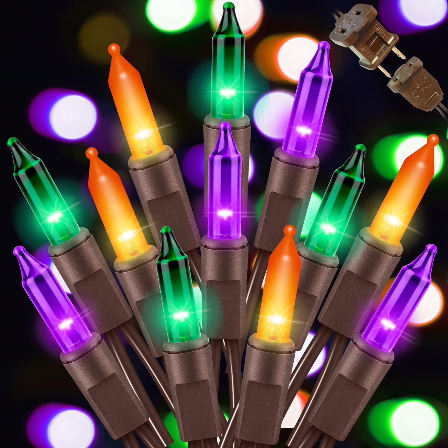 Lamphome Halloween String Lights - 20Ft 100 Incandescent Orange Purple Green Mini Bulbs Lights  Halloween Lighting Decor For Outdoor&Indoor Use  Fairy Garden  Yard  Home  Party  Holiday Decoration