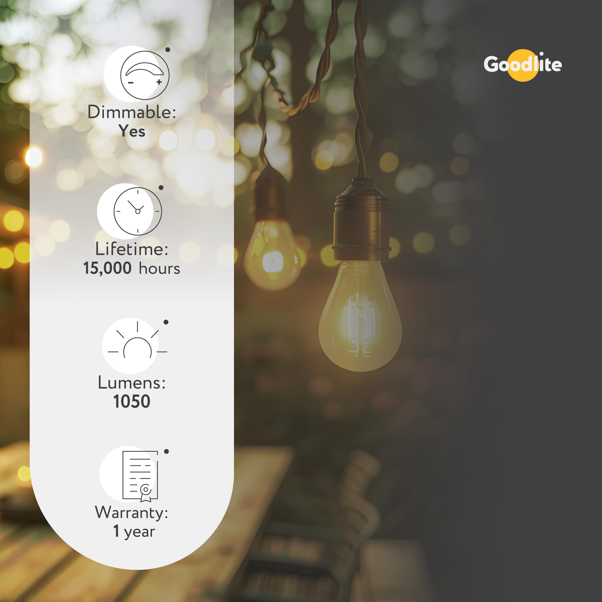 Goodlite C32 Led Chandelier Bulb, Torpedo Tip, 8W (100W Equal), Dimmable, 1050 Lumens, Warm White 3000K, 15K Hours, Eco-Friendly