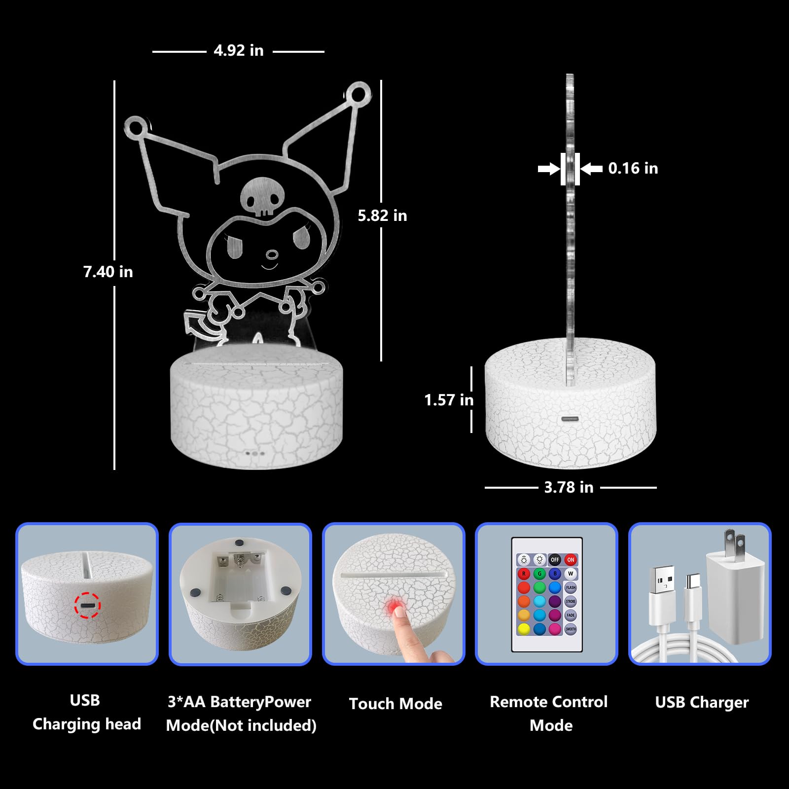 Cobiku 16 Colors Night Light 3D Illusion Table Lamp With Touch & Remote Control Led Lamp Kawaii Anime Led Light Cute Desk Lamp F