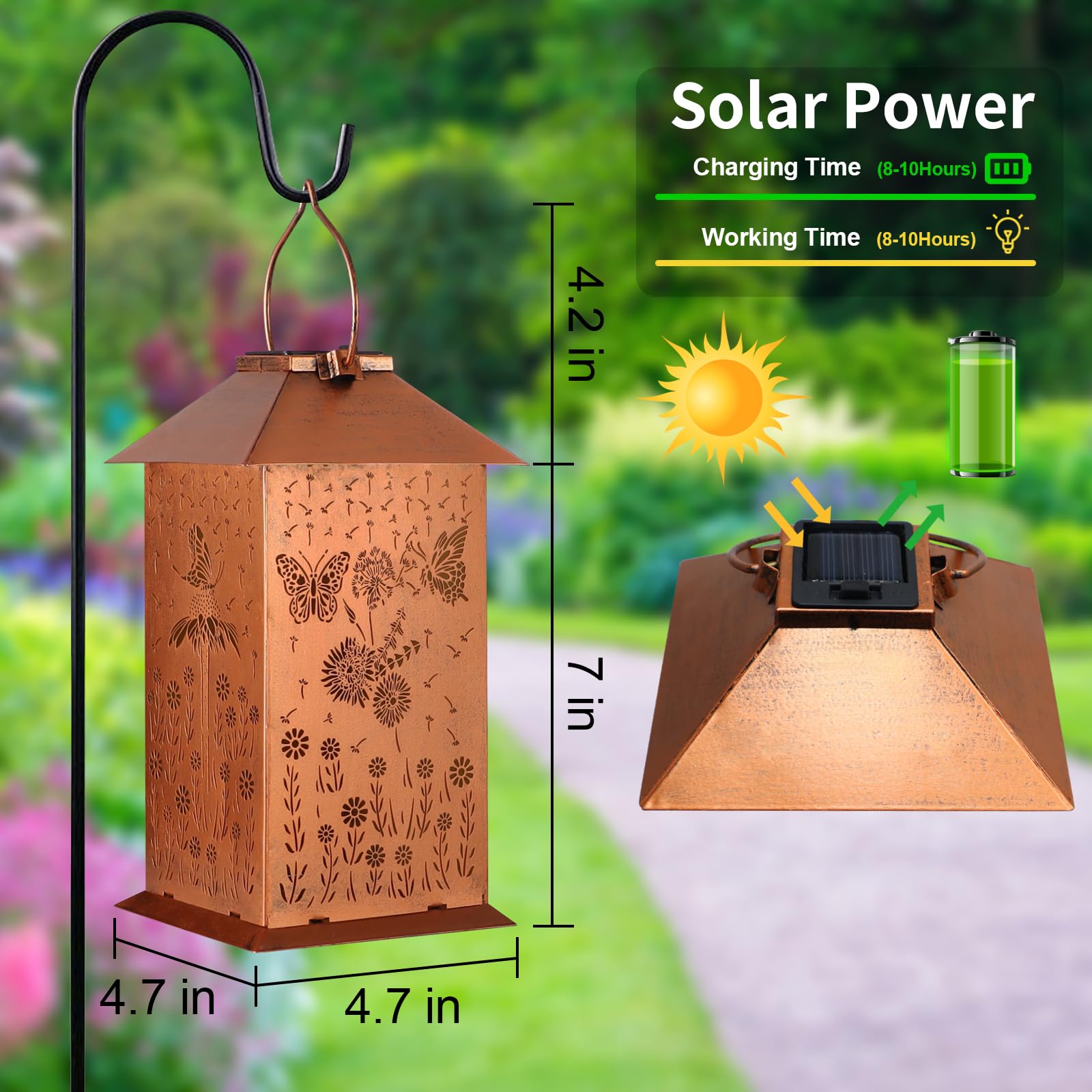 Butterfly Solar Lantern Outdoor Waterproof Hanging Christmas Lights Butterfly Dandelions Garden Decor Birthdays Gifts For Women