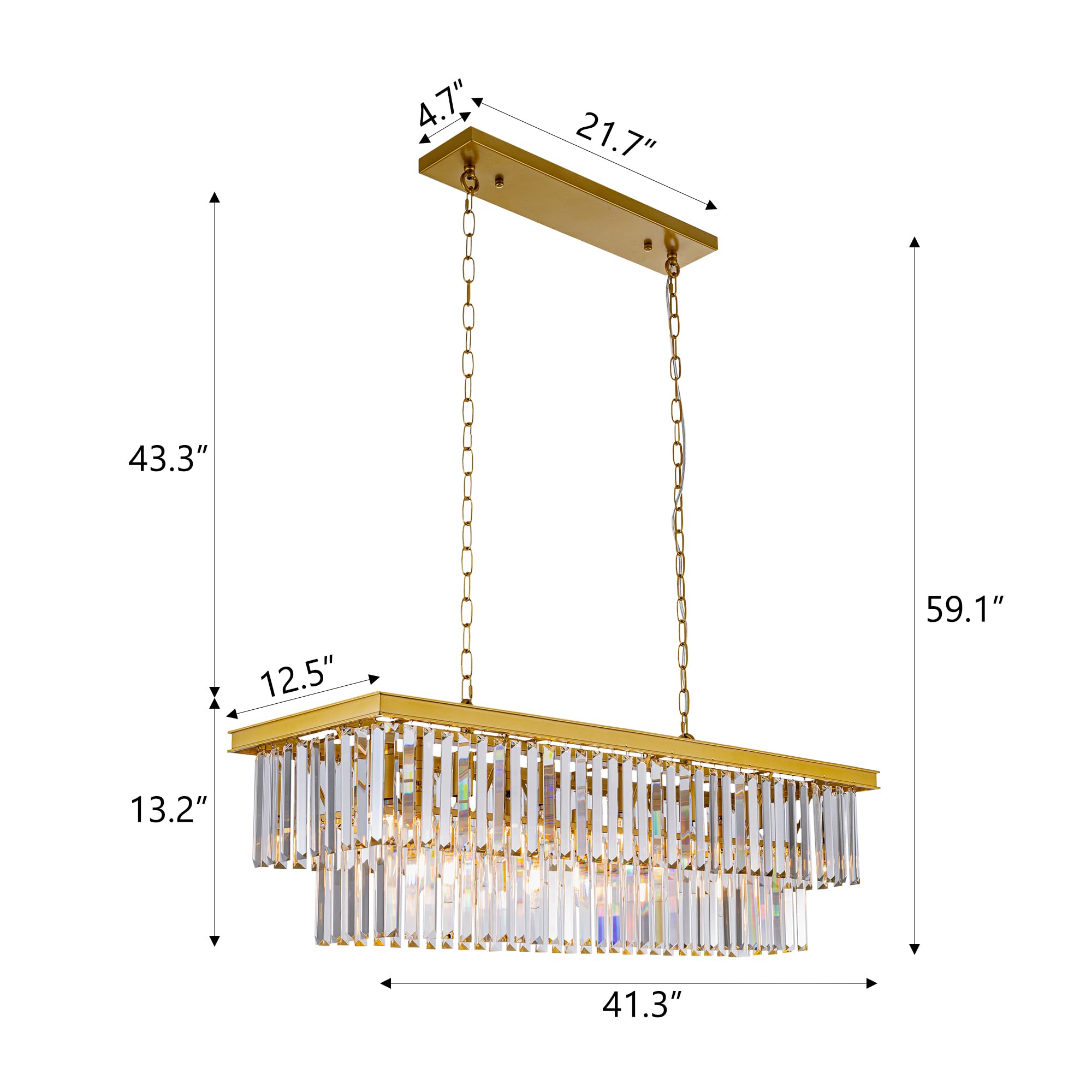 Wellmet 40" Black Crystal Chandelier, 11-Light Modern Metal Fixture for Living Room, Dining Room, Bedroom, Kitchen Island, Model DS-CCL001