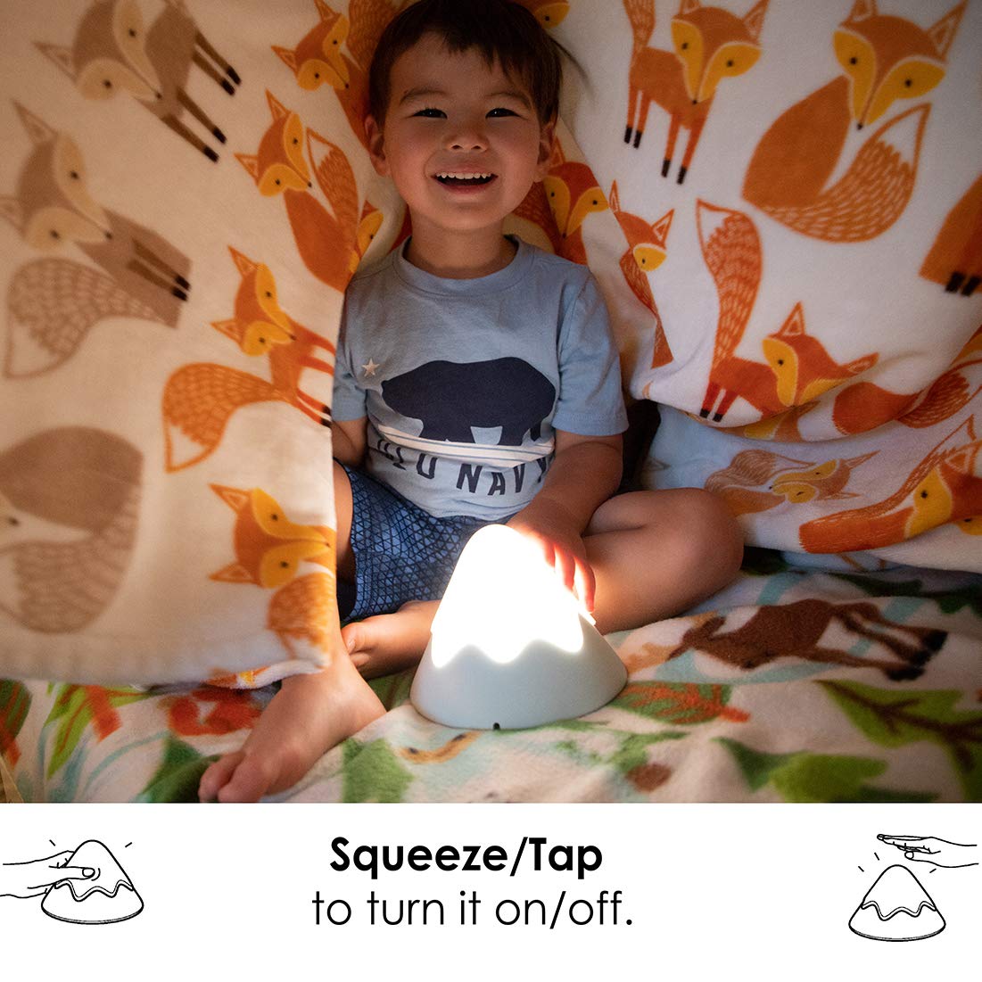 DesignNest Baby Night Light - Snow Mountain, Dimmable, Rechargeable, Soft Silicone, Small, Gray