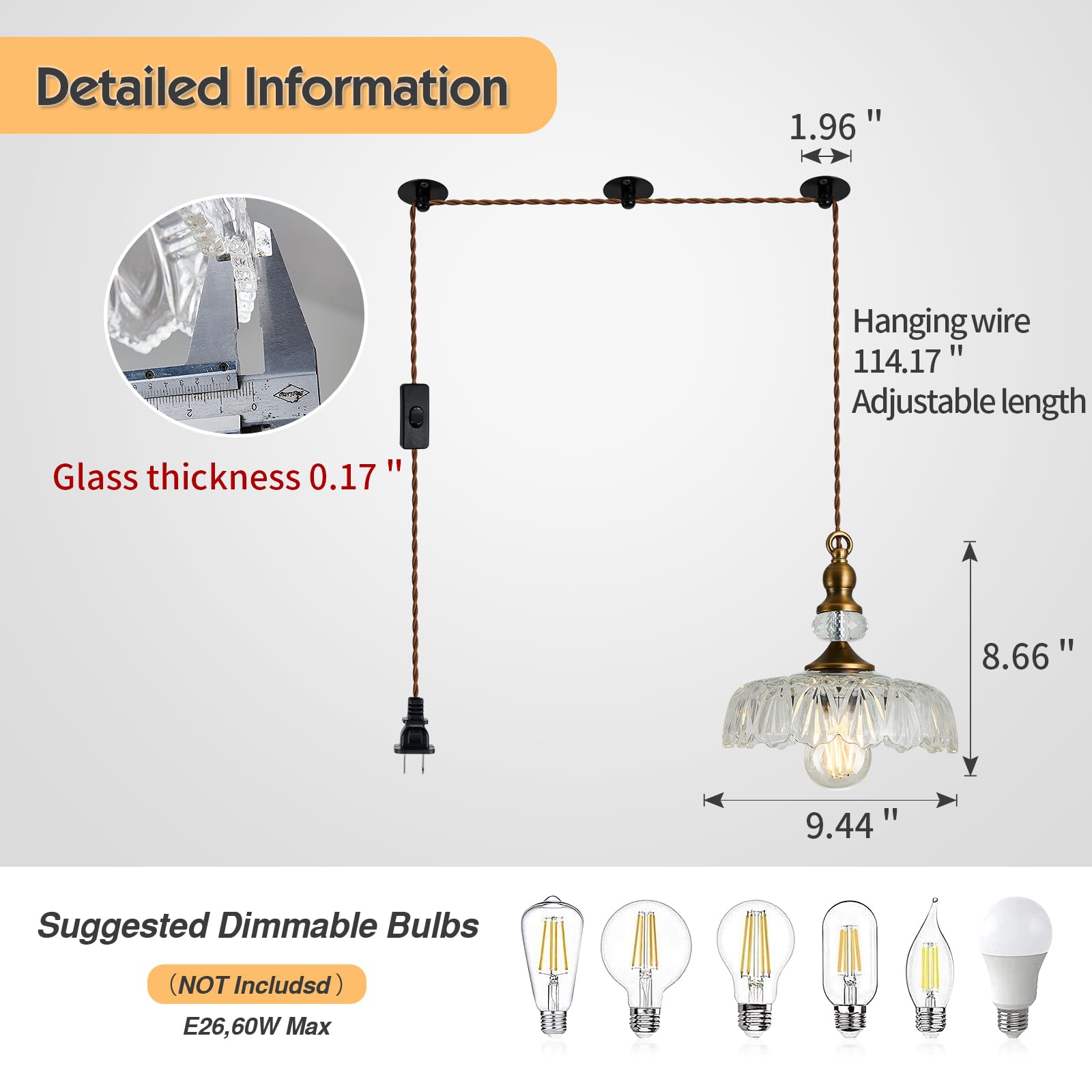 Cvkash Vintage Brass Pendant Light Fixture - Adjustable Gold Chandelier For Home & Dining Room