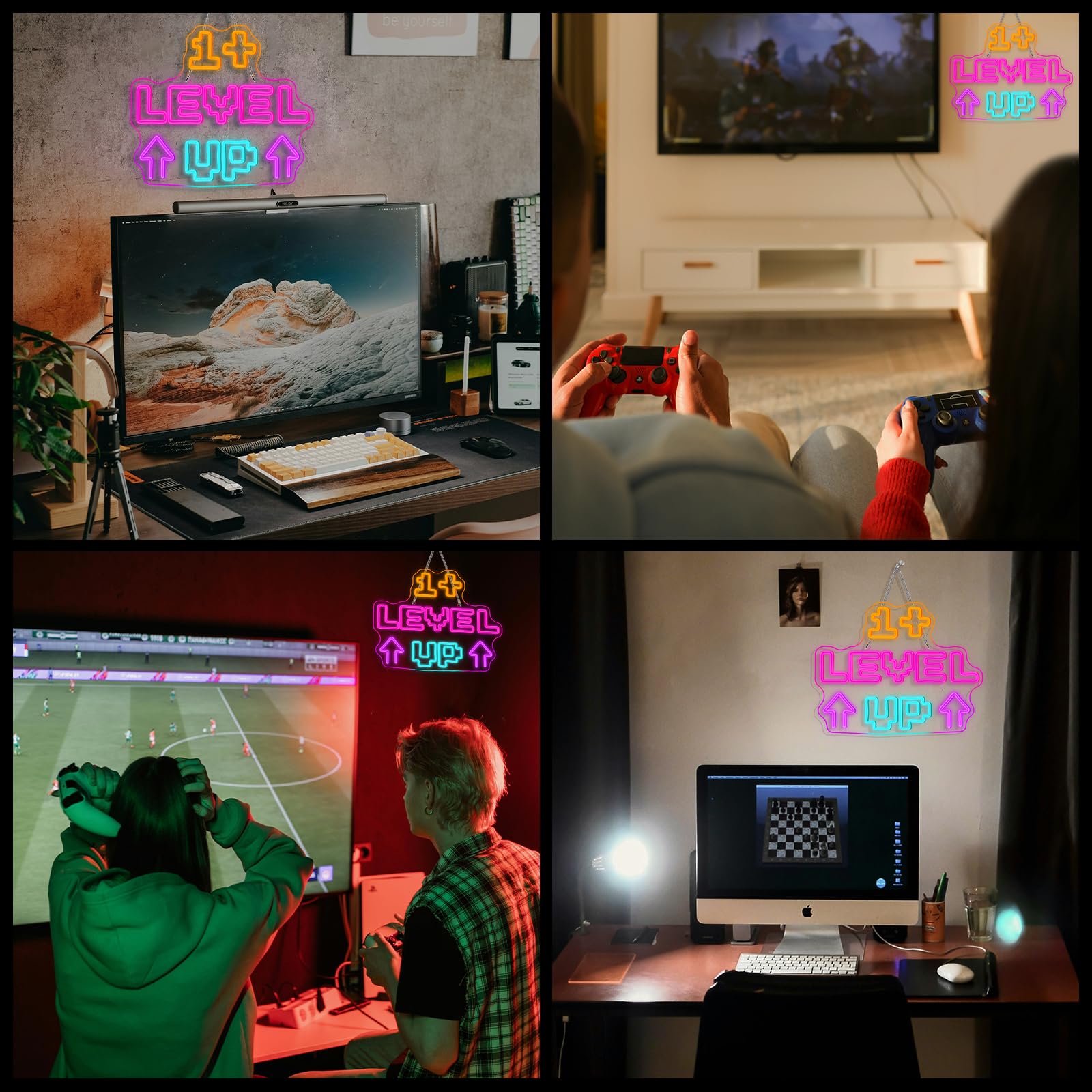 Horseneon Level Up Game Neon Sign Gamer Lights Gaming Led Wall Decor For Gaming Rooms  Esports Arenas & Streamer Setups Gaming Neon Sign Gamer Led Retro Arcade Style Game Lighting