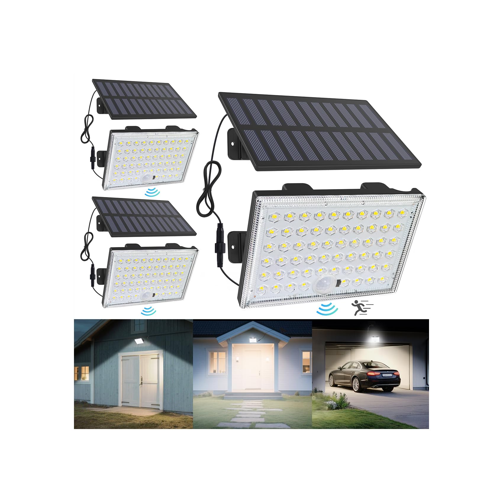 LumiZen Solar Outdoor Lights, 3800LM LED Flood Lights, Remote Control, 3 Modes, 3 Pack, Model FTT-001, Solar Powered, for Patio, Yard, Garage