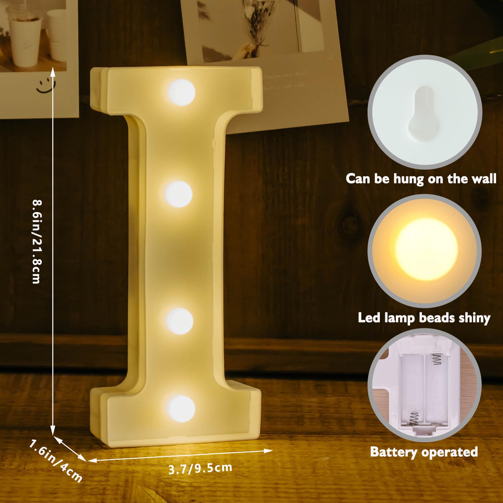 IFDGCTK Light Up Letters, LED Alphabet Marquee, Battery Powered, Warm Light - Decorative Home Decor (I)