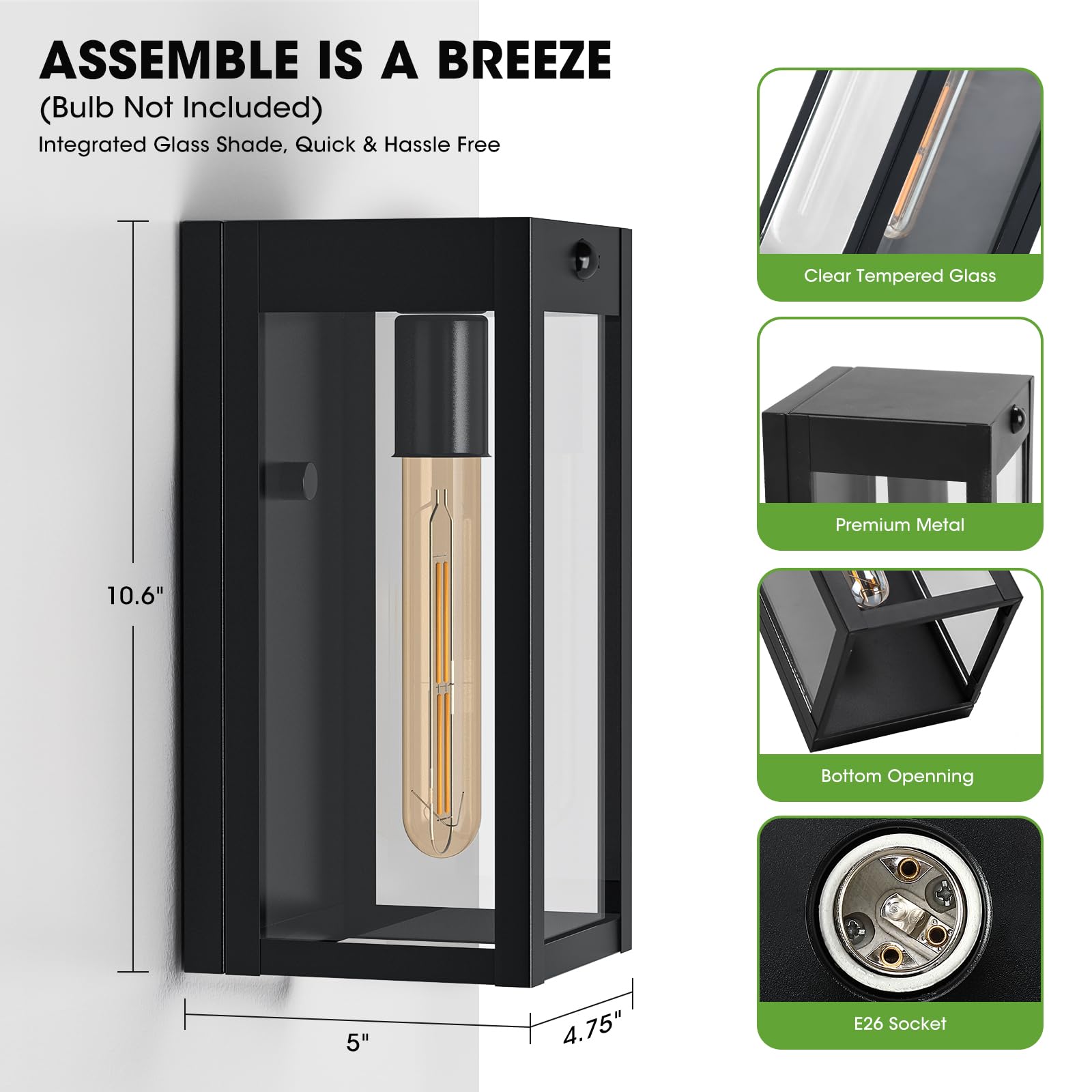 10.6 Motion Sensor Outdoor Wall Sconce Lights 2Pack  Dusk To Dawn Black Exterior Lighting Fixtures With 3 Lighting Modes  Front Porch Lights Outdoor Garage Lighting Fixtures Wall Mount For House