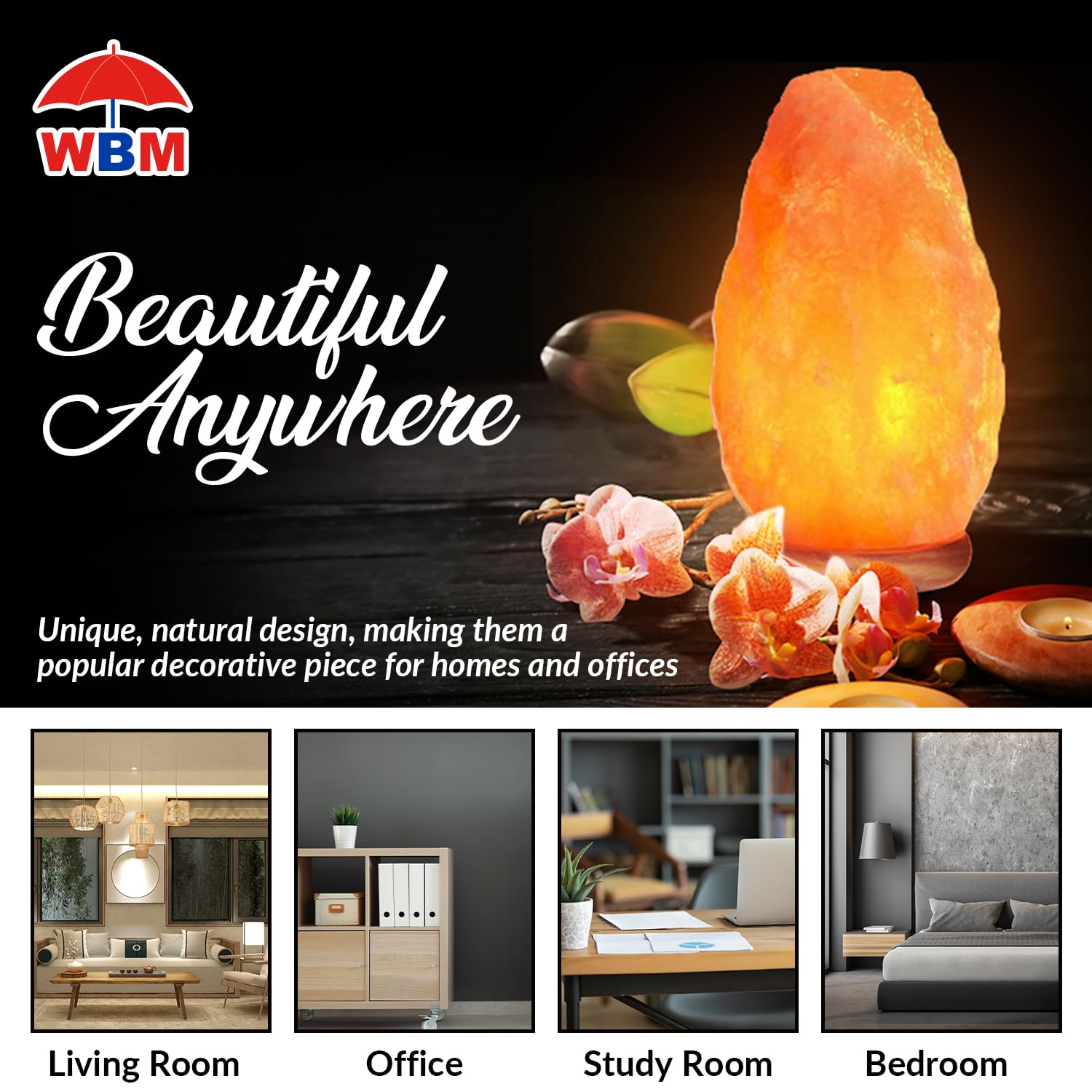 Himalayan Glow Usb Himalayan Salt Lamp - Touch Dimmer, Wooden Base, Led Bulb, 5-7Lbs, Salt Lamp