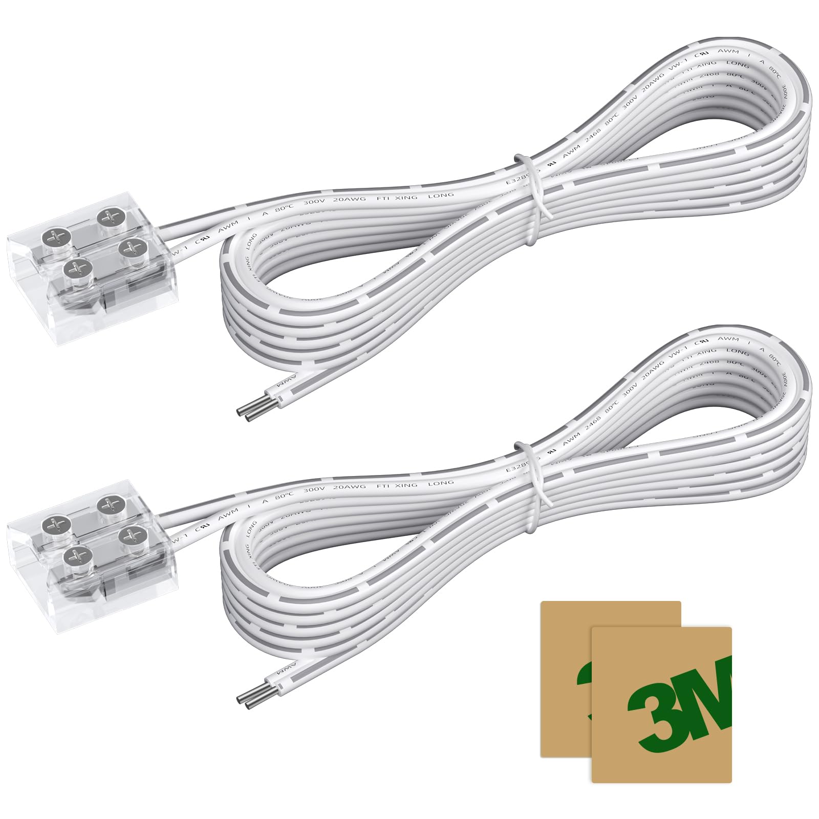 EMITEVER LED Strip Connectors,2 Packs LED Tape Light Connector 2 Pin Solderless Tighten Screw Transparent Light Extension Connec