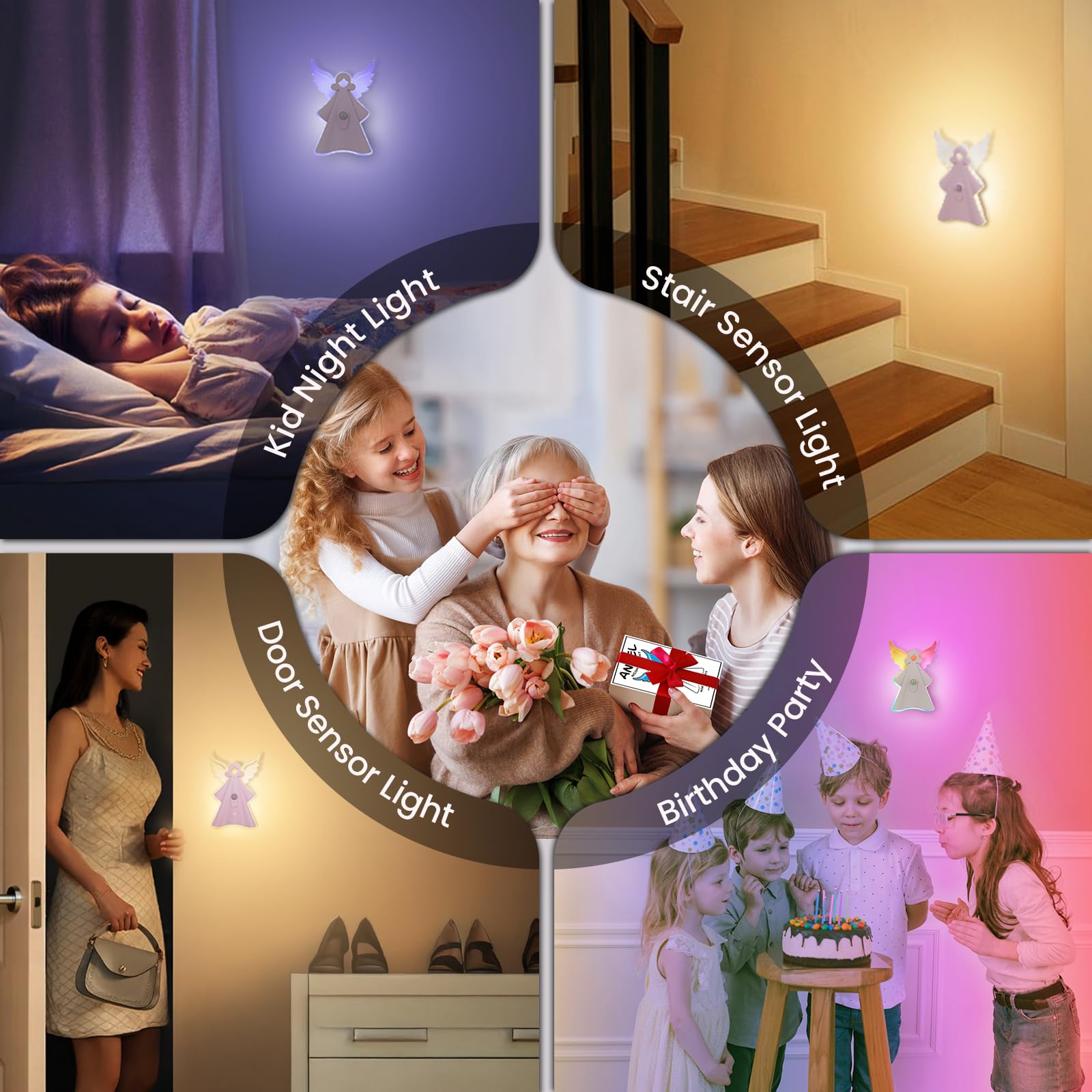 Loftek Motion Sensor Night Light  Rechargeable Night Lights With Remote &Timer  Battery Operated Wall Sconce  18 Color Changing Led Angel Light For Stairs  Kitchen  Hallway  KidS Bedroom Decor  Gift