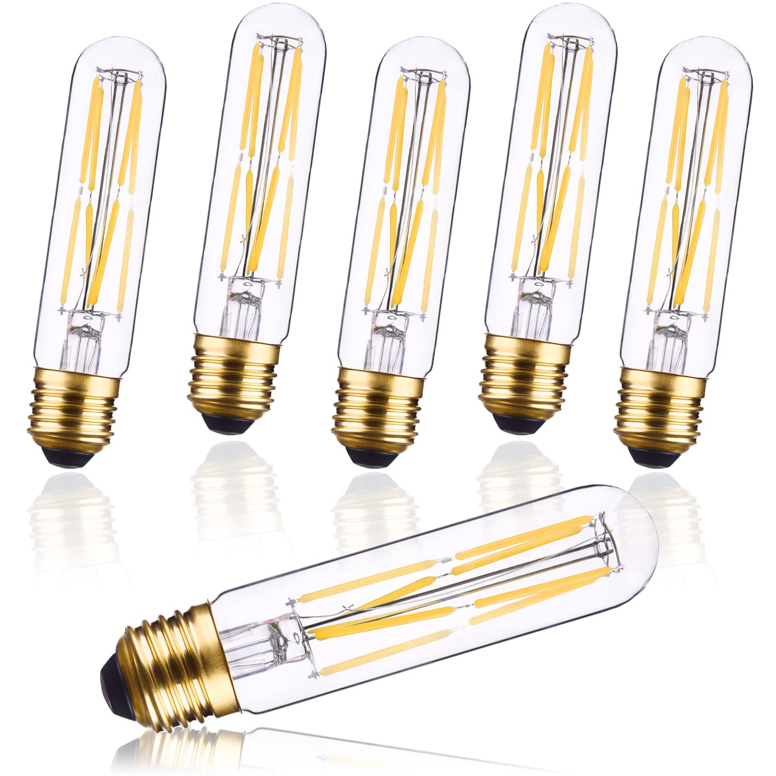 Create Bright E26 Led Bulb Daylight White 4000K T10 Dimmable Light Bulbs 8W Equal 100W Candle Bulb,4.96 In,6 Packs