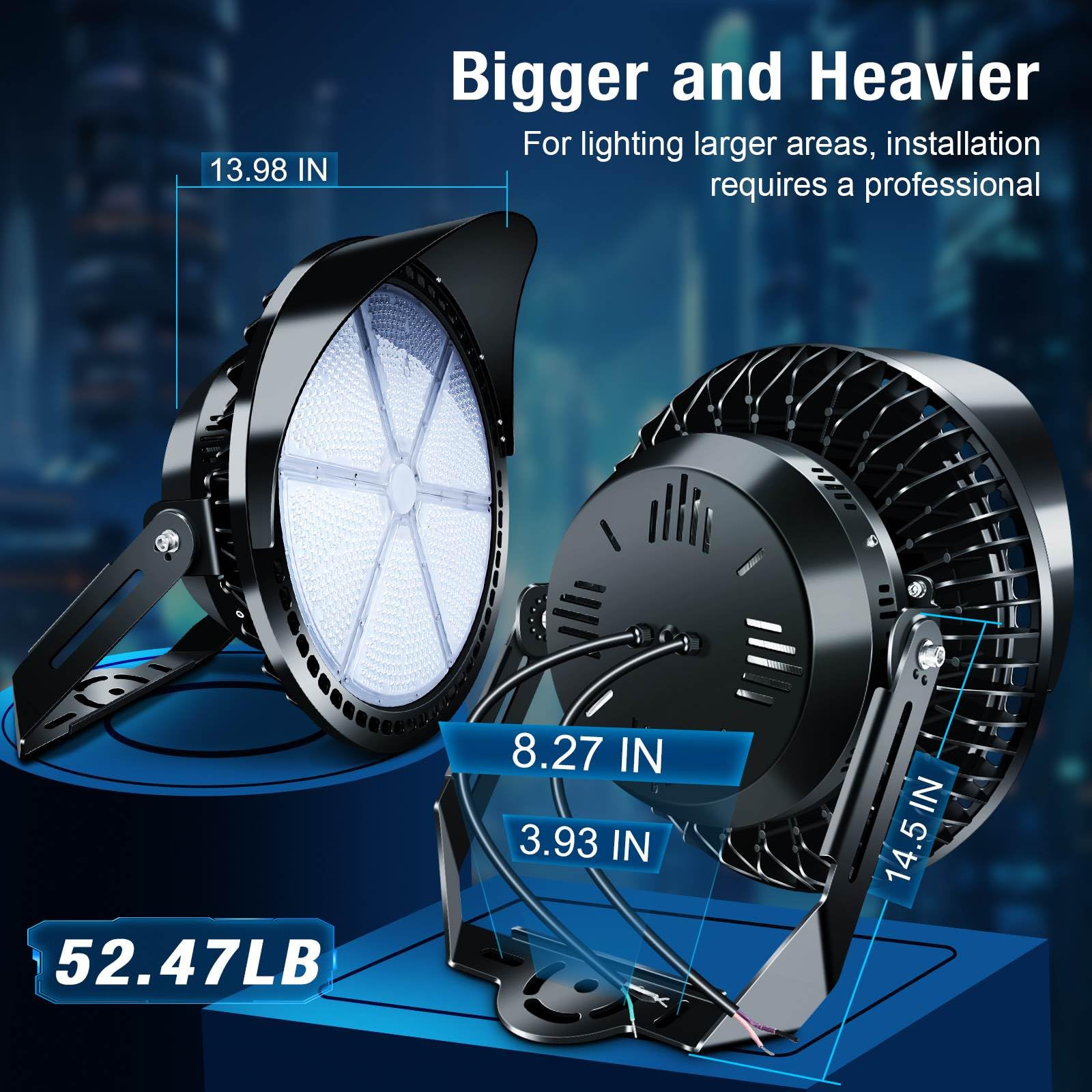 Tomourd 600W LED Stadium Lights - Heavy-Duty Floodlight, Daylight IP66, Black, Model KY1600, Ideal for Large Field Lighting