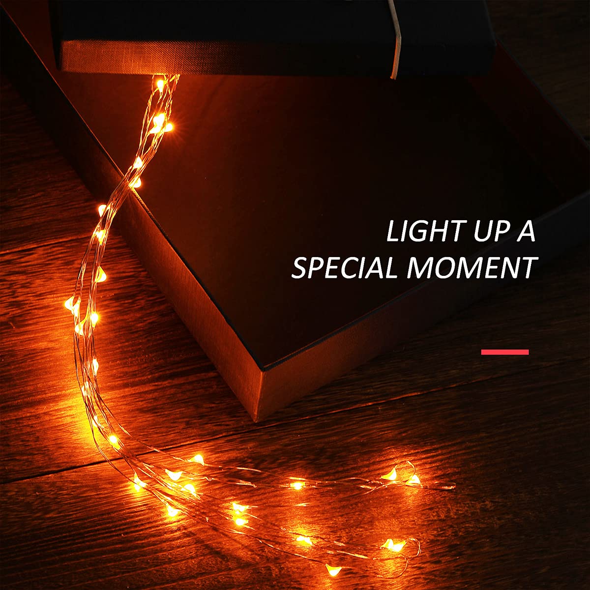 Ariceleo Mini Fairy Lights, 5m Battery Operated Copper Wire, Orange, 1 Pack for Bedroom, Christmas, Party Decorations