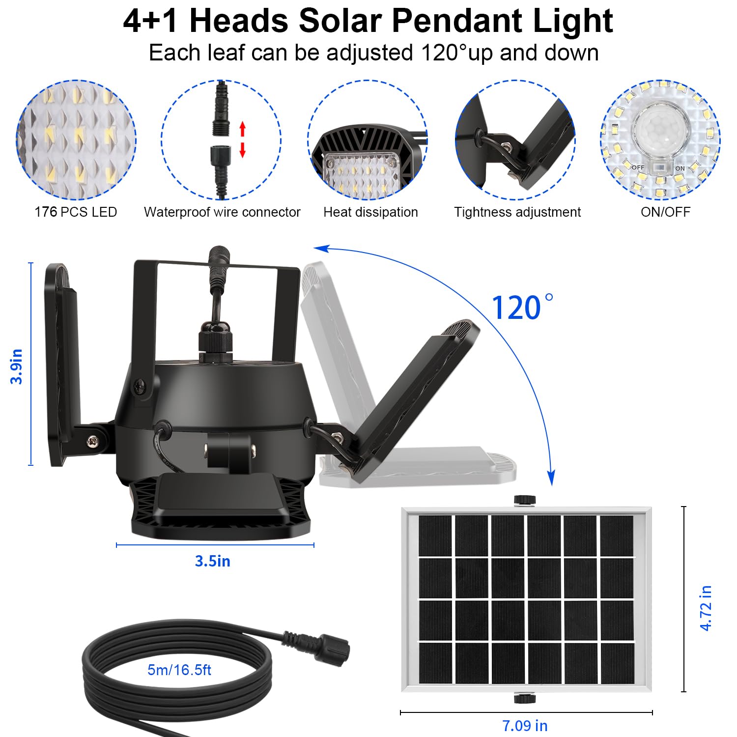 Auzev Solar Shed Light 176 LED Motion Sensor 4 Modes 2 Pack for Indoor Outdoor Use, Remote Control Security Lamp