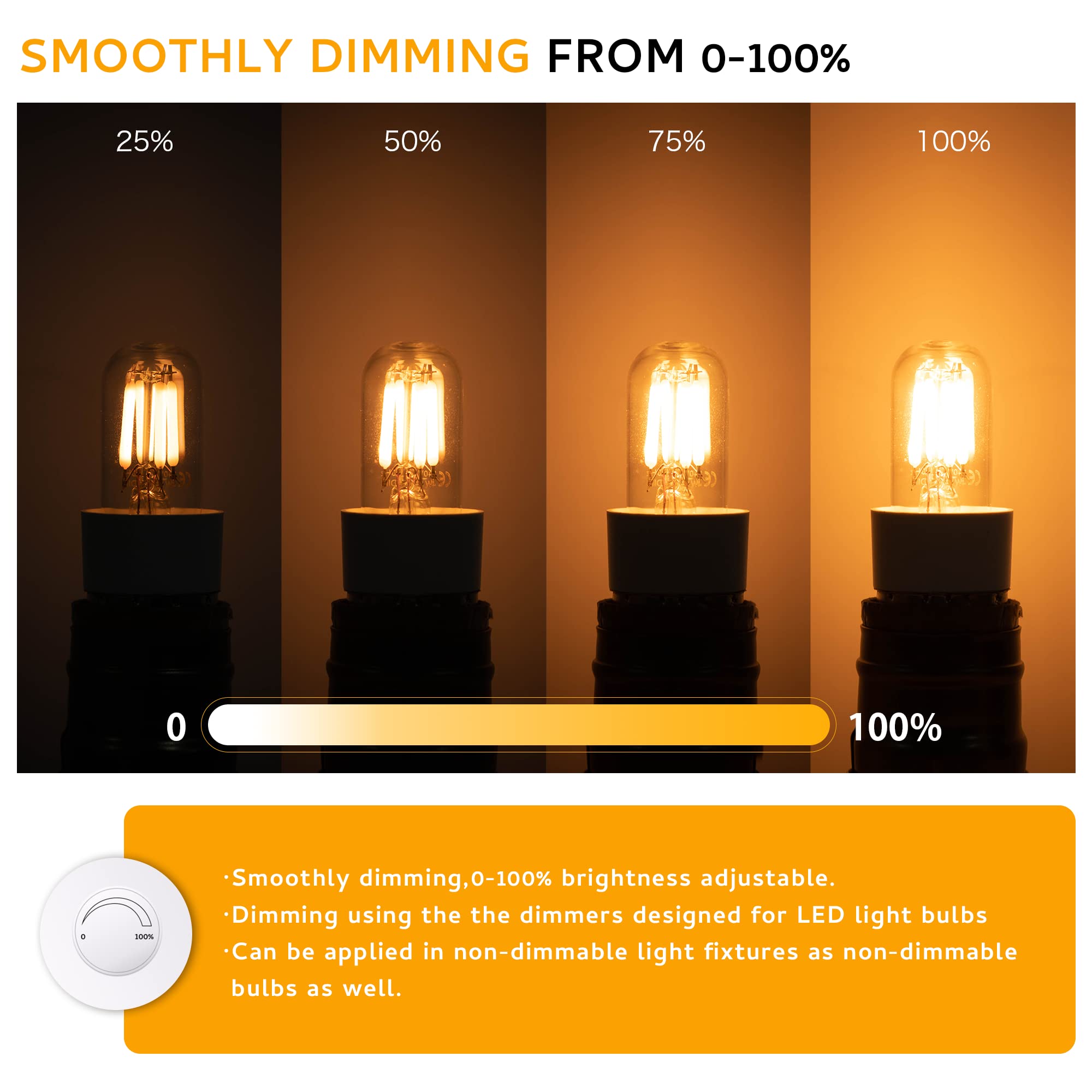 Sphoon Dimmable E12 LED Night Light Bulbs 4W 40W Equivalent, 2200K Warm White, Copper, 2 Pack