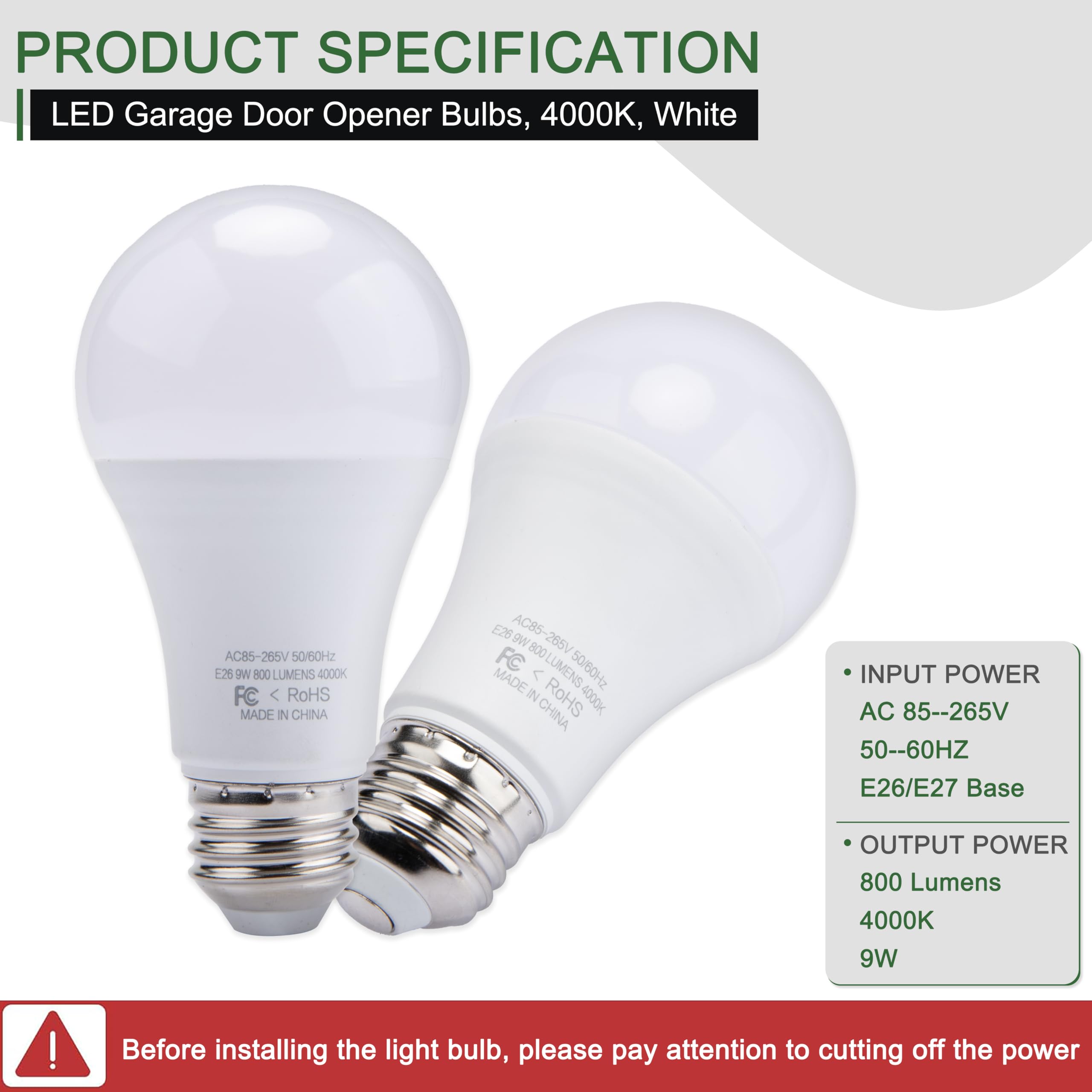 LikeLion 2 Pack LED Garage Door Opener Bulbs, 4000K White, Compatible with Genie, Chamberlain, Craftsman, LiftMaster