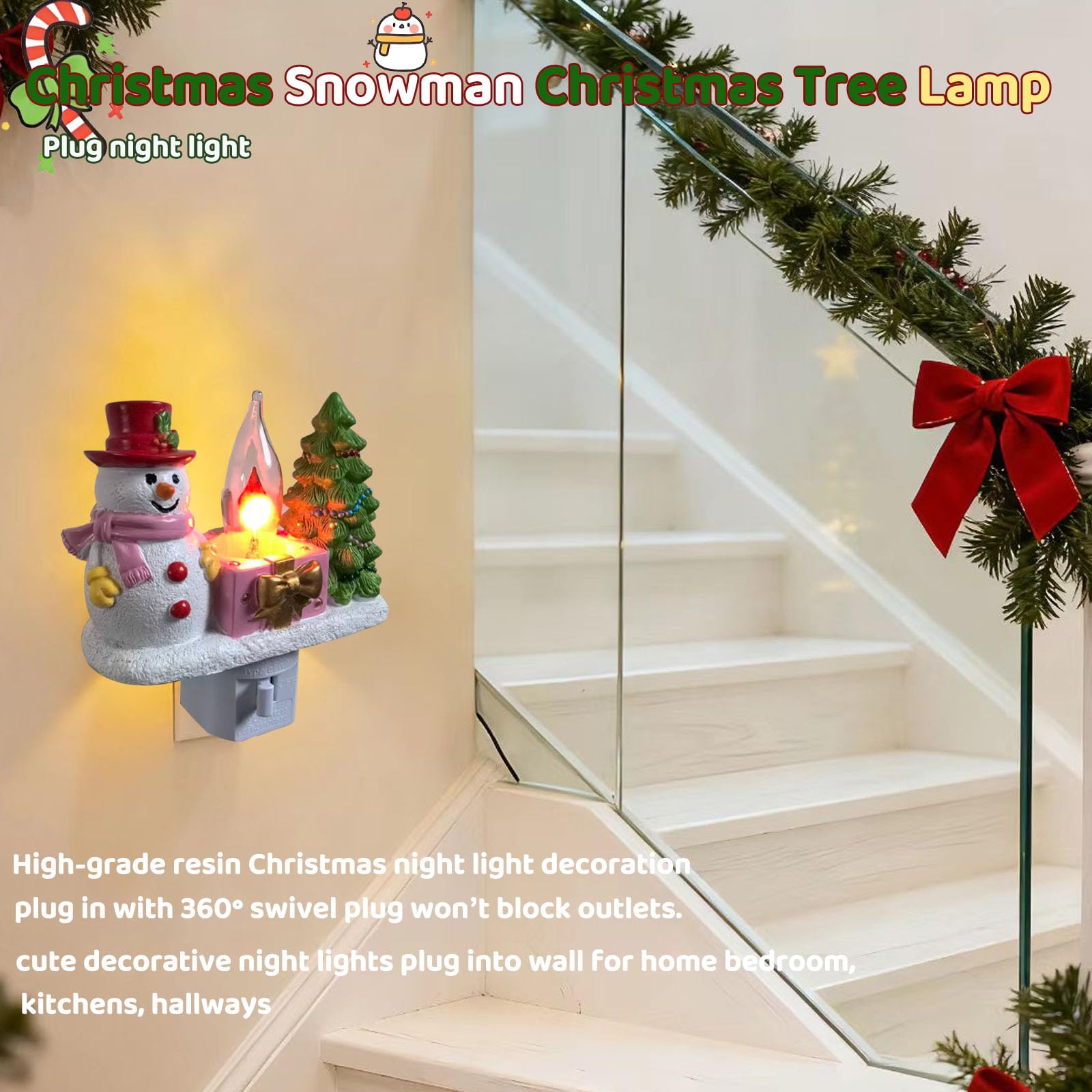 Nlaa Christmas Campfire Flickering Nightlight Cute Polyresin Swivel Plug Flickering Nightlight Plug-In Figurine Lamp For Holiday Decor  Indoor Campfire Night Light With Flicker Bulb Figurine Light