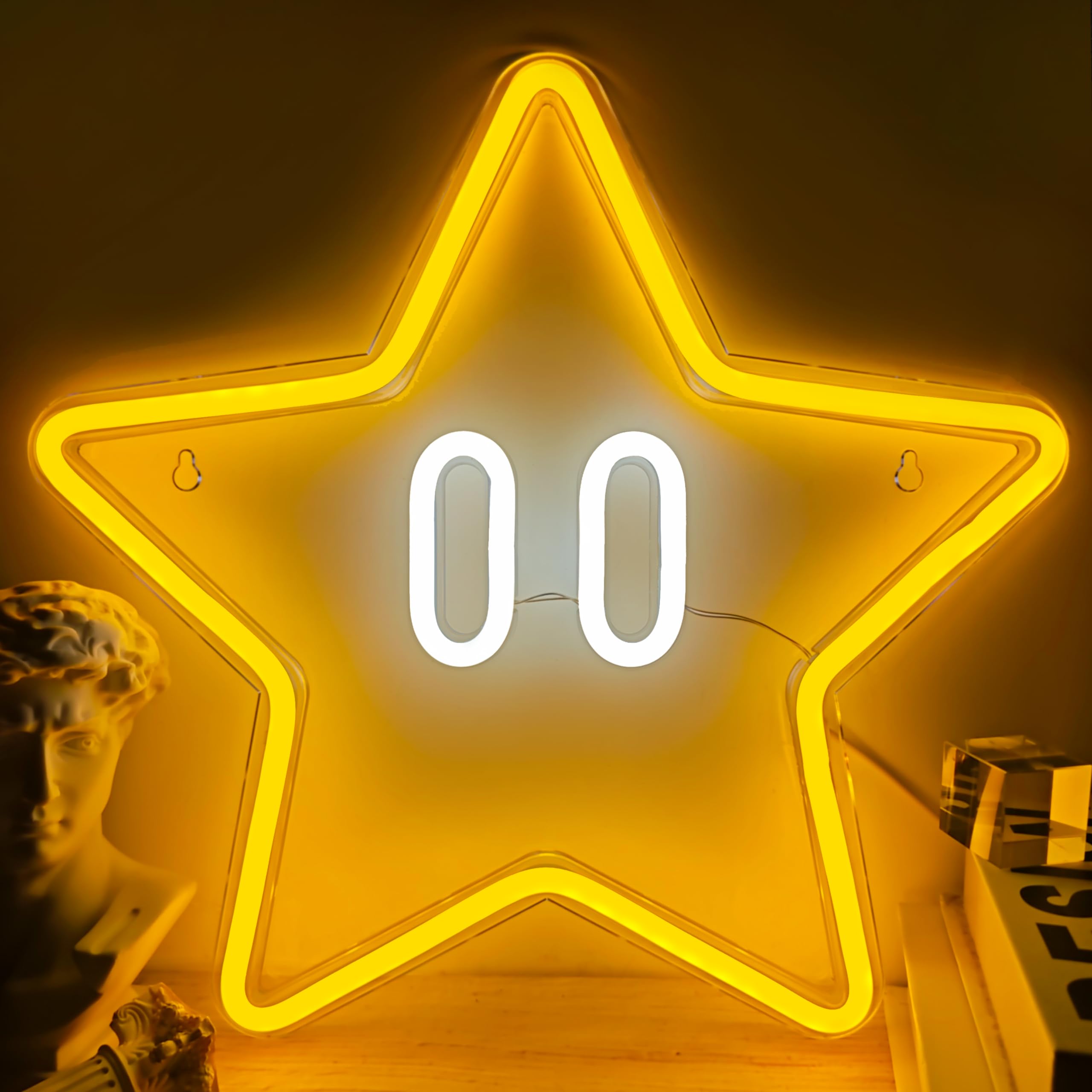VIKLIU Star Neon Sign - Dimmable Acrylic Game Room Decor, 13.2x12.6 inches, USB Powered, A-Star Color, Model MLAX