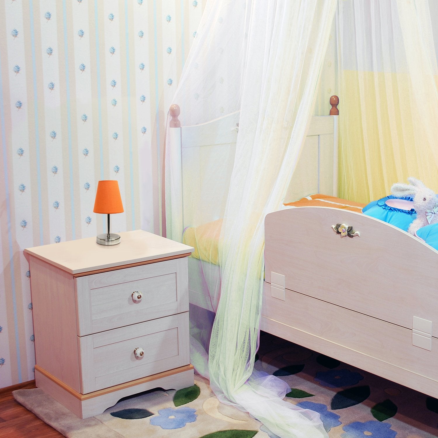 Simple Designs Lt2013-Org Mini Table Lamp, Orange Fabric Shade, Metal, 10.5 X 4.92 X 4.92 Inches