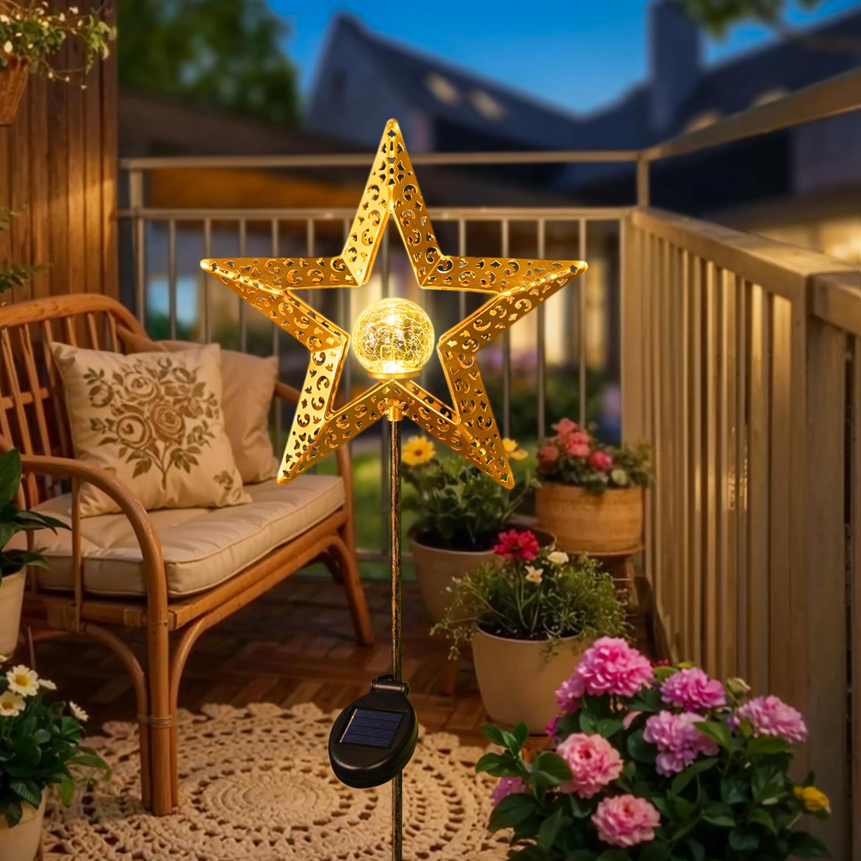 Star Solar Lights Garden Outdoor Decor Waterproof Metal Solar Stakes Lights For Patio Yard Walkway Lawn Patio Garden Gifts