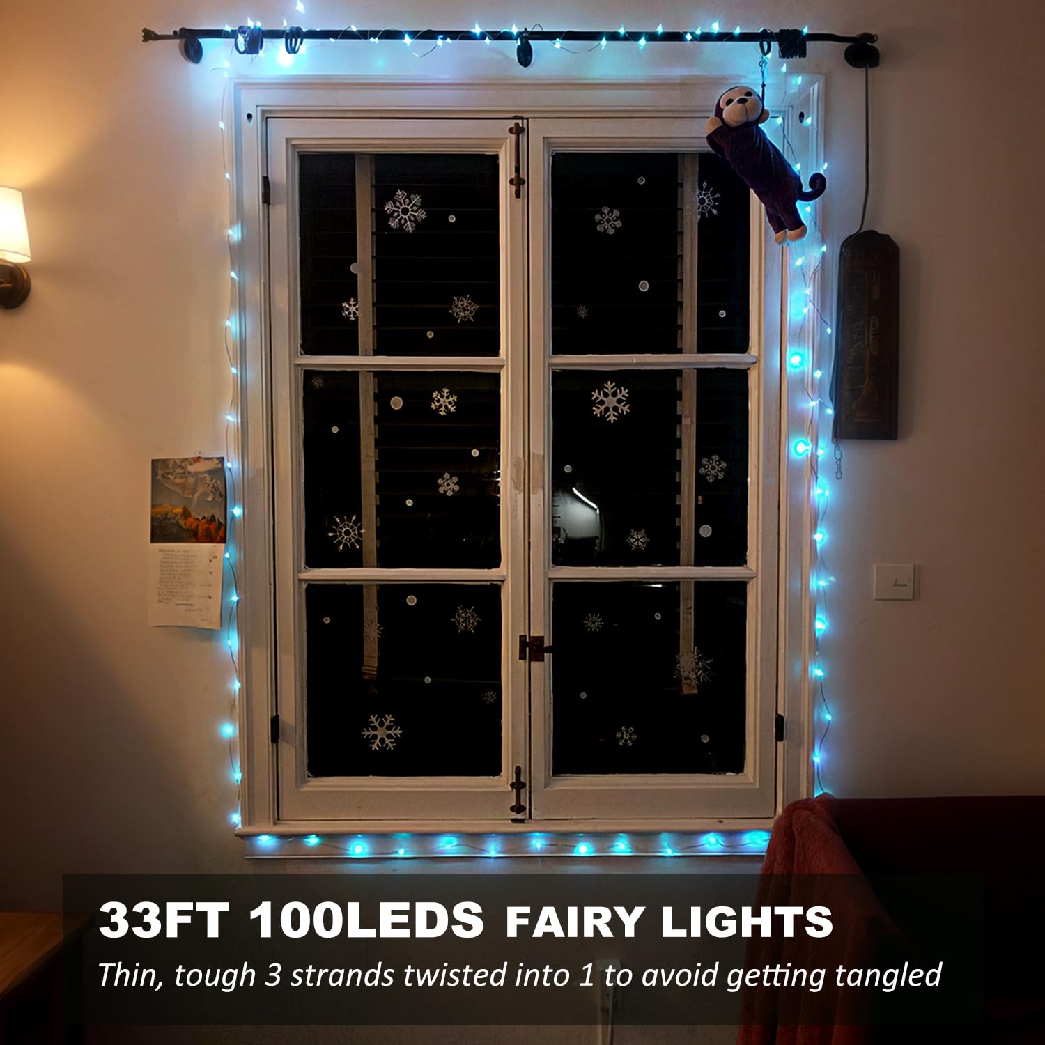 Fairy Lights USB Plug in 33ft 100LEDs with Remote, Warm White 16 Color Changing Lights Twinkle Firefly String Lights for Bedroom