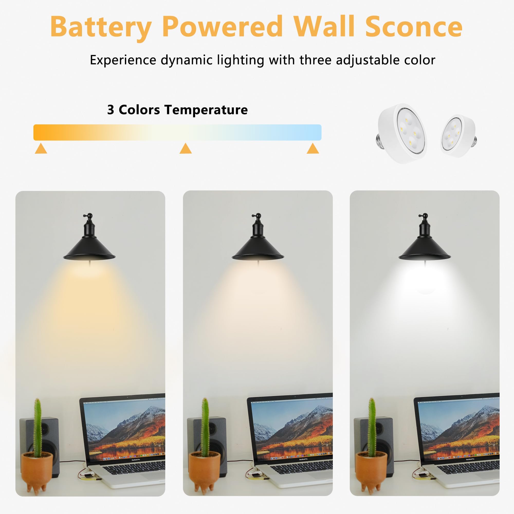 Franing Vintage Black Wireless Battery Operated Wall Sconces, Cordless Led Wall Lights Set Of 2 With Remote Control, Adjustable
