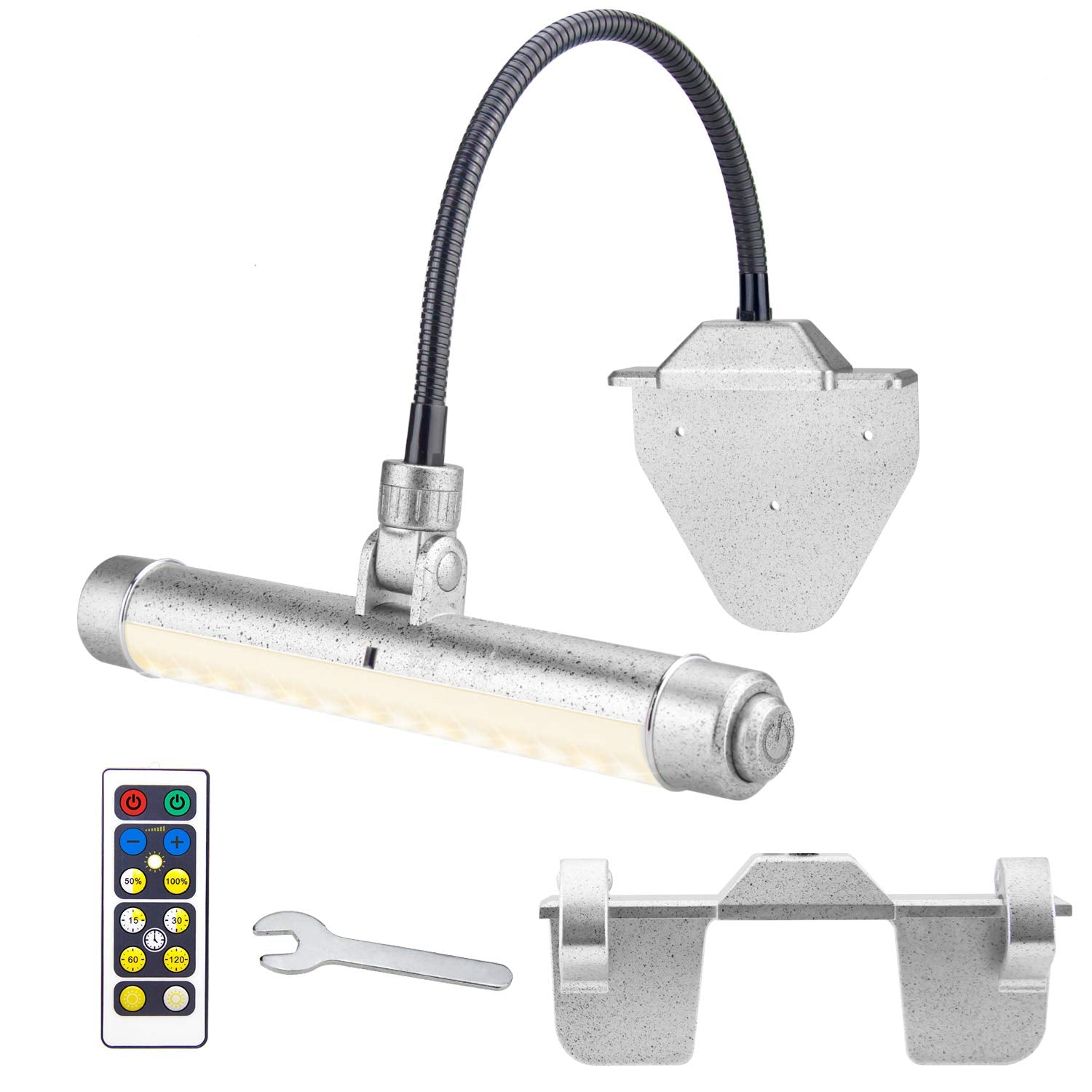 BIGMONAT USB Rechargeable Art Light - Wireless LED, Remote Control, Dimmable, 8.4 inch, Silver, Model B600-Silver