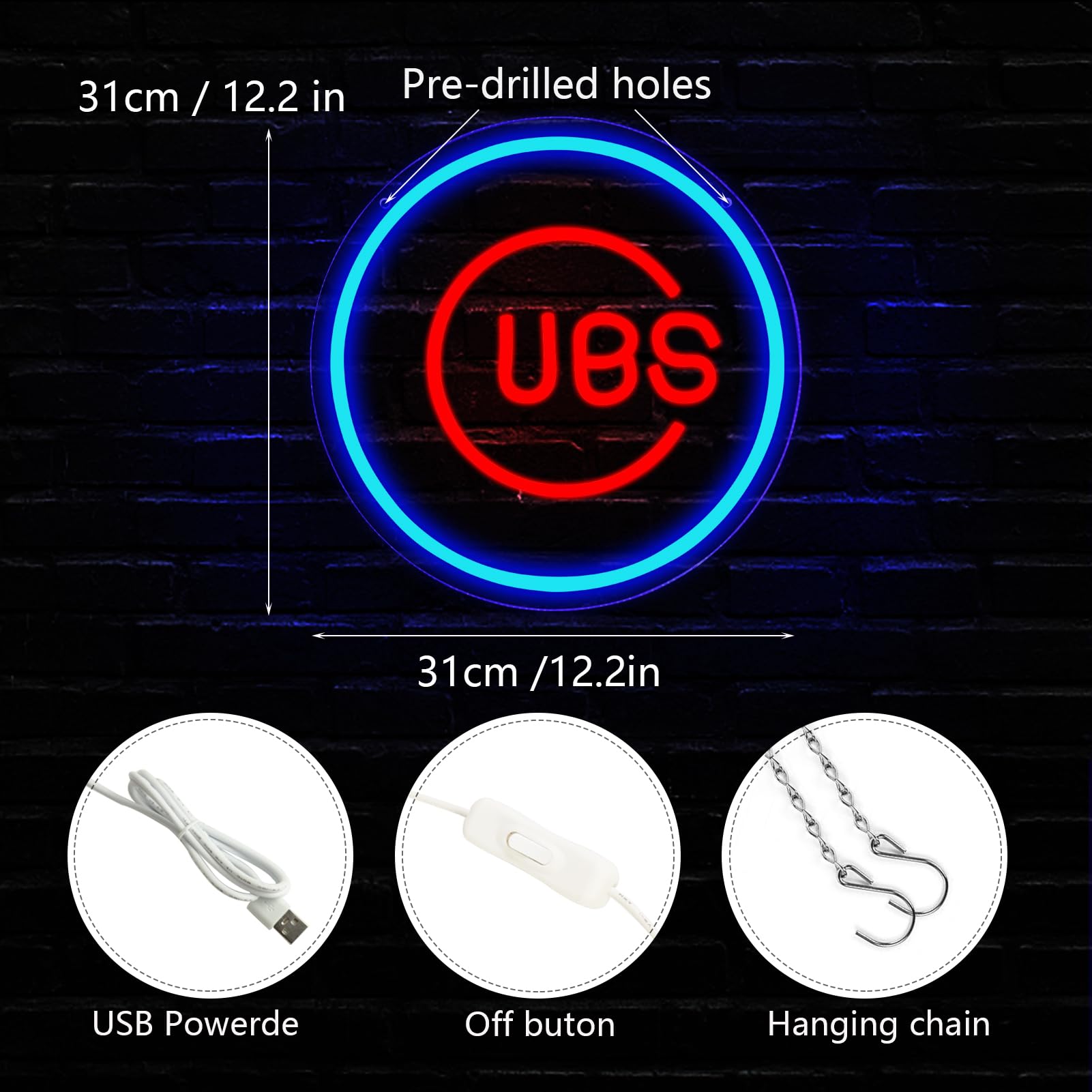 Balanar Neon Sign Baseball LED Light for Wall Decor, Acrylic, B-Baseball Team Model, Red, Ideal for Man Cave, Garage, Game Room