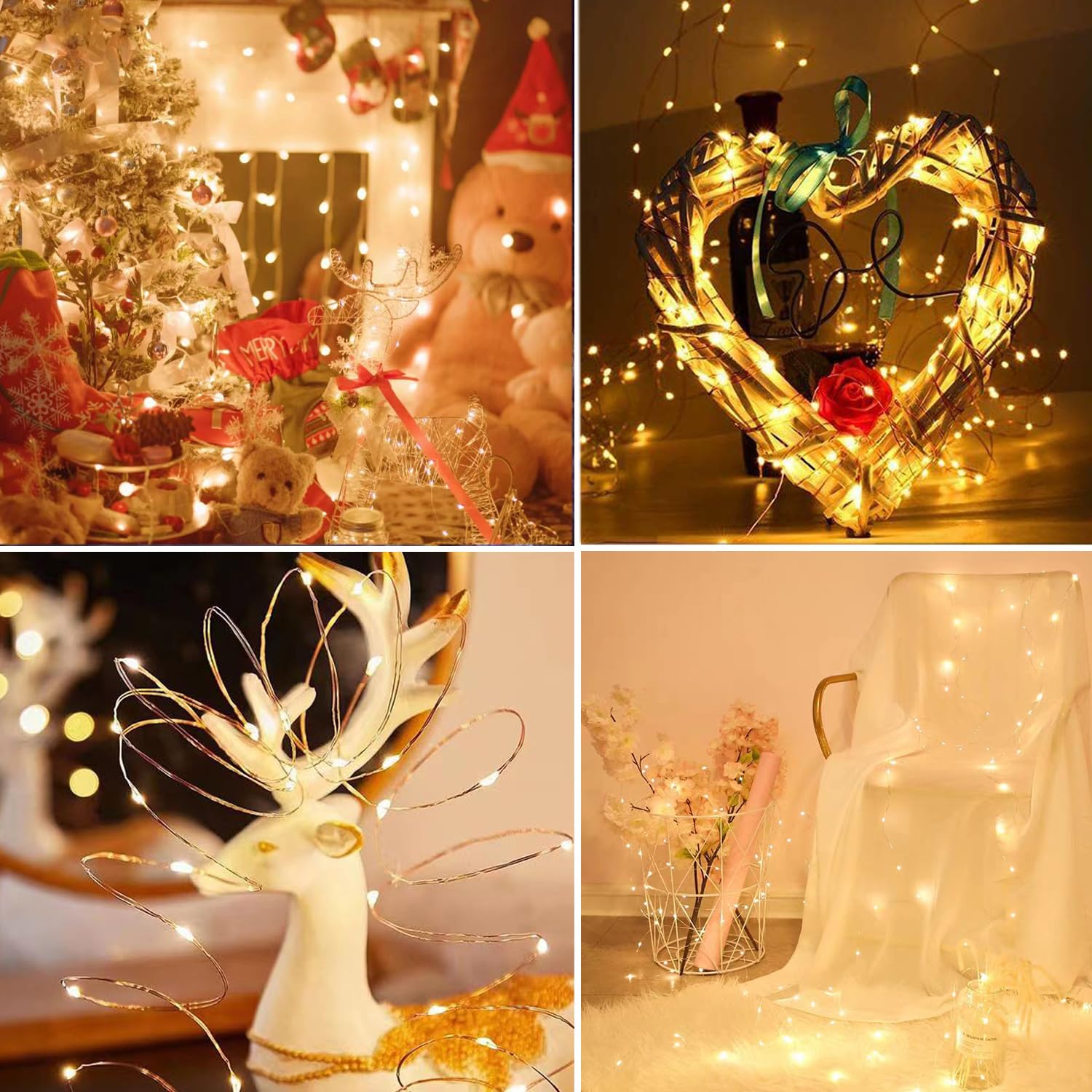7 Pack Led Fairy Lights Battery Operated With Timer,3M 30 Led Firefly Lights Copper Wire Mini Twinkle String Lights,For Bedroom,Christmas,Wedding Decorations,Warm White