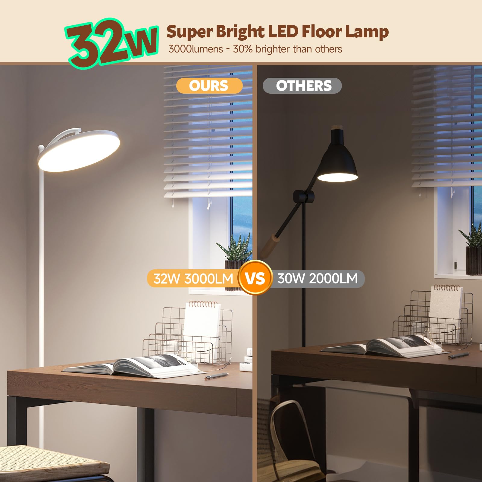 Aisutha Led Floor Lamp, 32W/3000Lm Super Bright Arc Floor Lamp, 3000K-6000K Stepless Dimming, Standing Tall Lamp With Remote Con