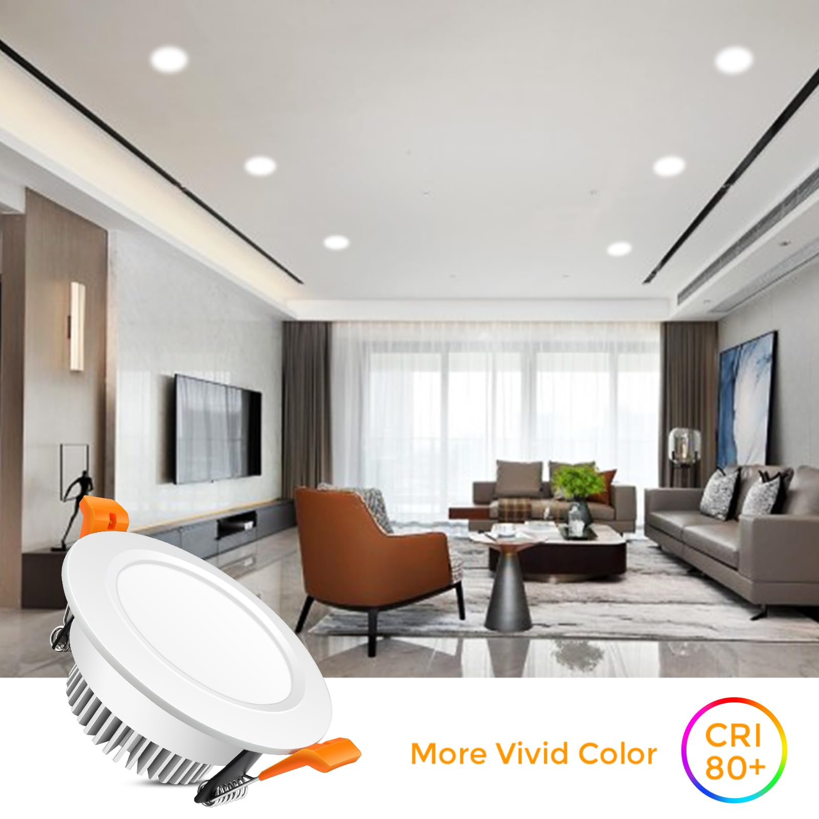 LEDLightsWorld 3.5 Inch Dimmable Recessed Downlight, 7W (55W Halogen Equivalent), Daylight White 6500K, 8 Pack
