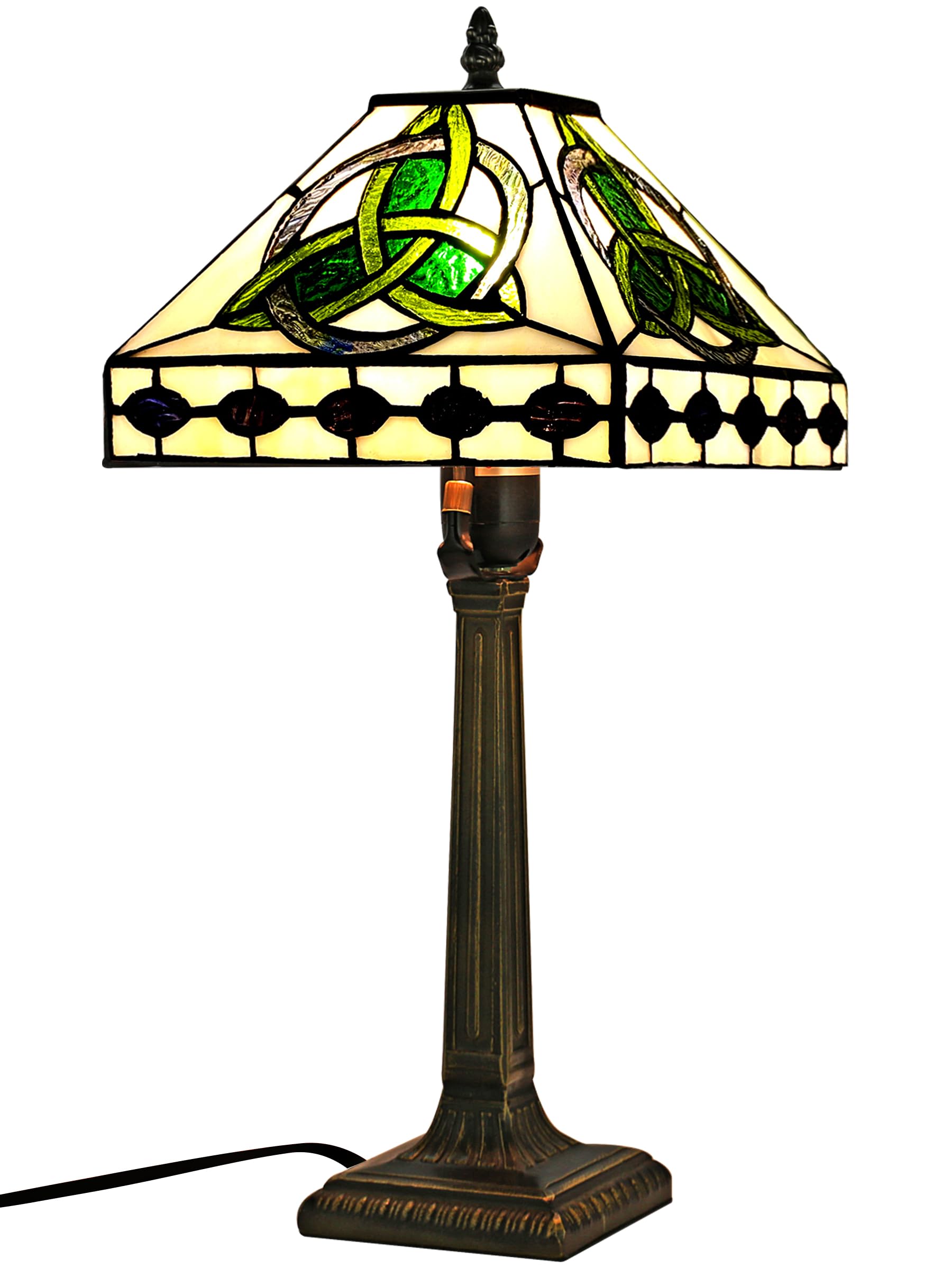 KY&BOSAM Irish Tiffany Table Lamps Round Celtic 17500 Lumens Tiffany Style Lamp Light Stained Glass Desk Lamp Shade E26 Bulb Hol