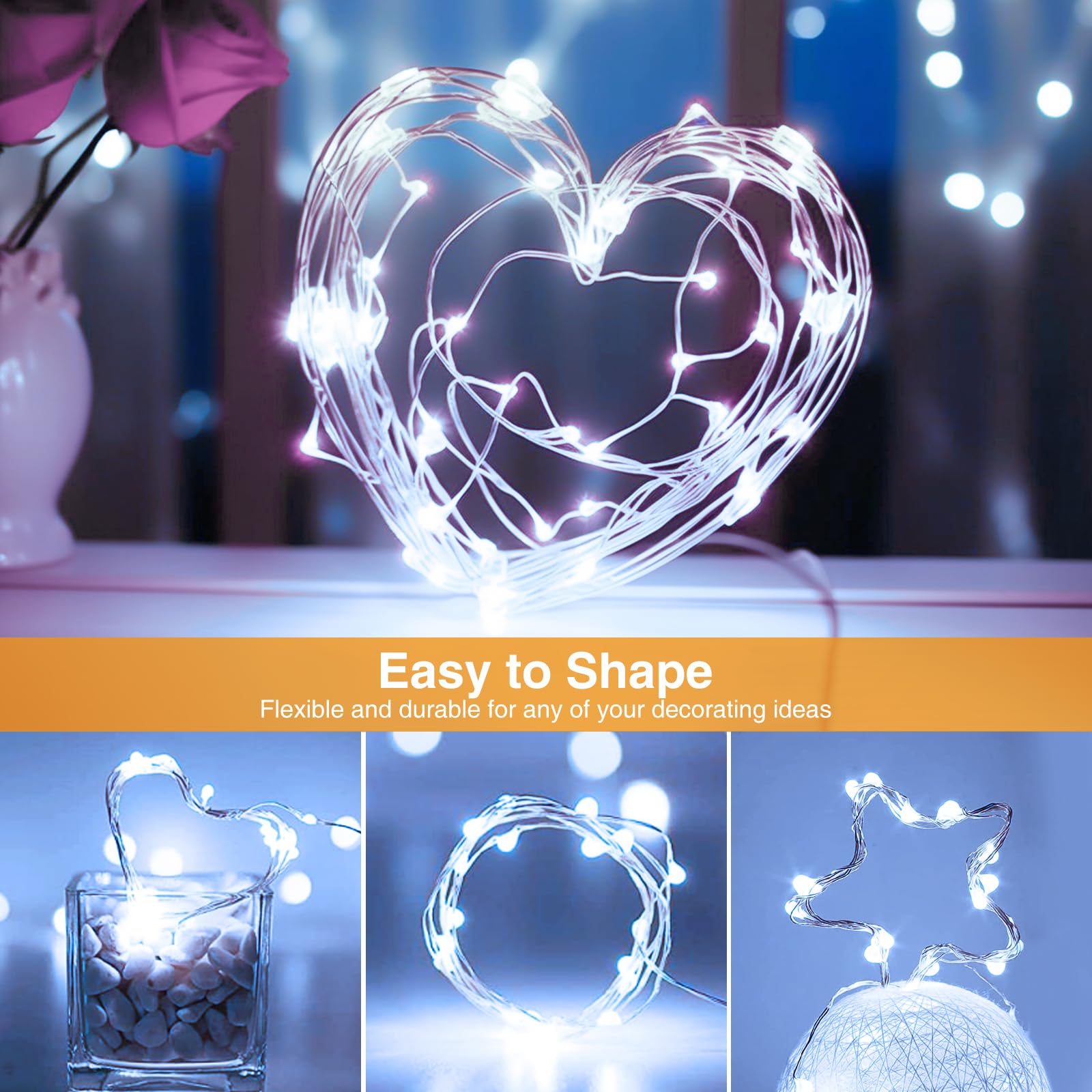 Litogo 5 Pack Fairy Lights, 7Ft 20Led Battery Operated Waterproof String Lights, Cool White